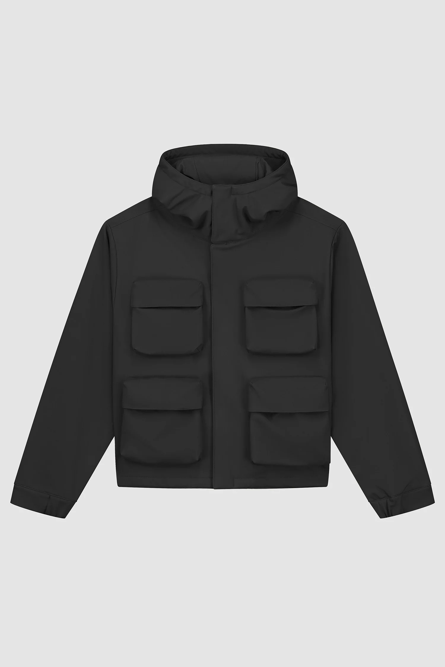 3D Pockets Hooded Nylon Jacket - Black - Image 8