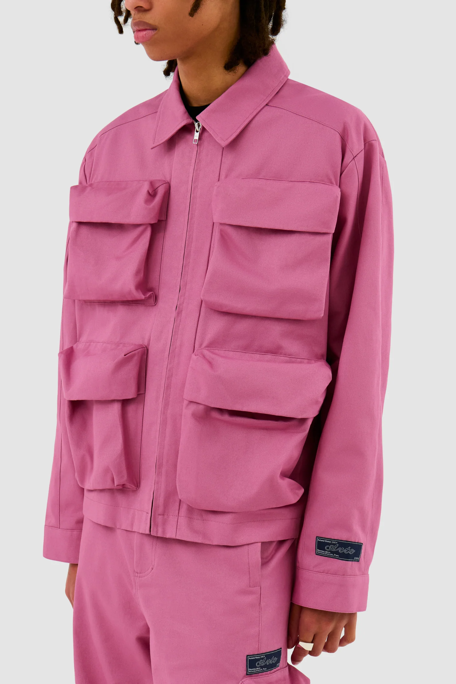 3D Pockets Cotton Jacket - Pink - Image 7