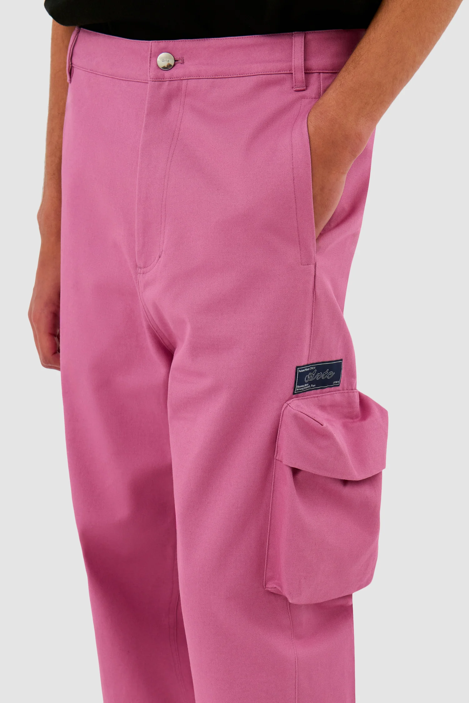3D Pockets Cotton Pants - Pink - Image 8
