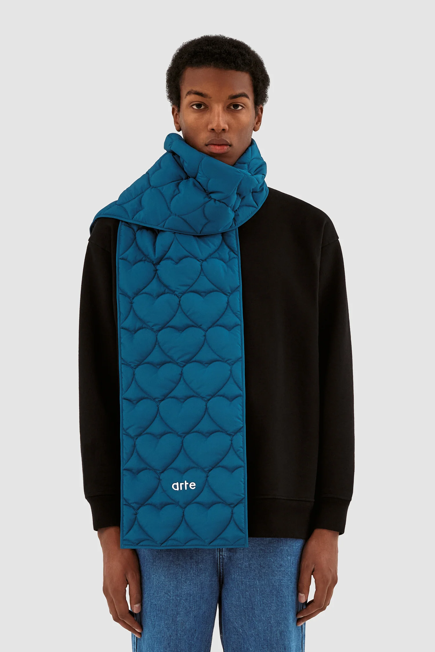 Aaron Padded Scarf - Petrol Blue - Image 4