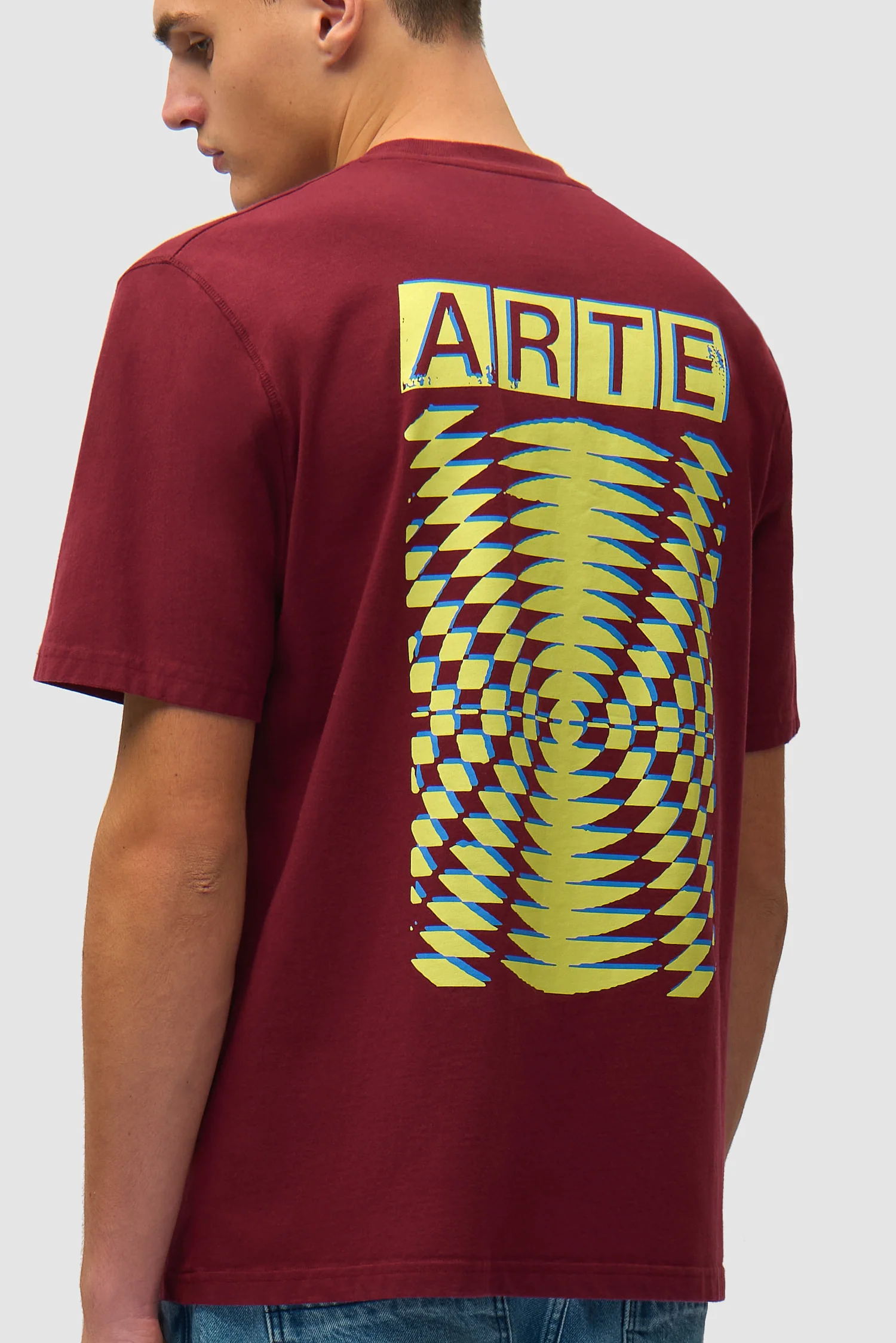 Abstract Back Print T-shirt - Bordeaux - Image 7