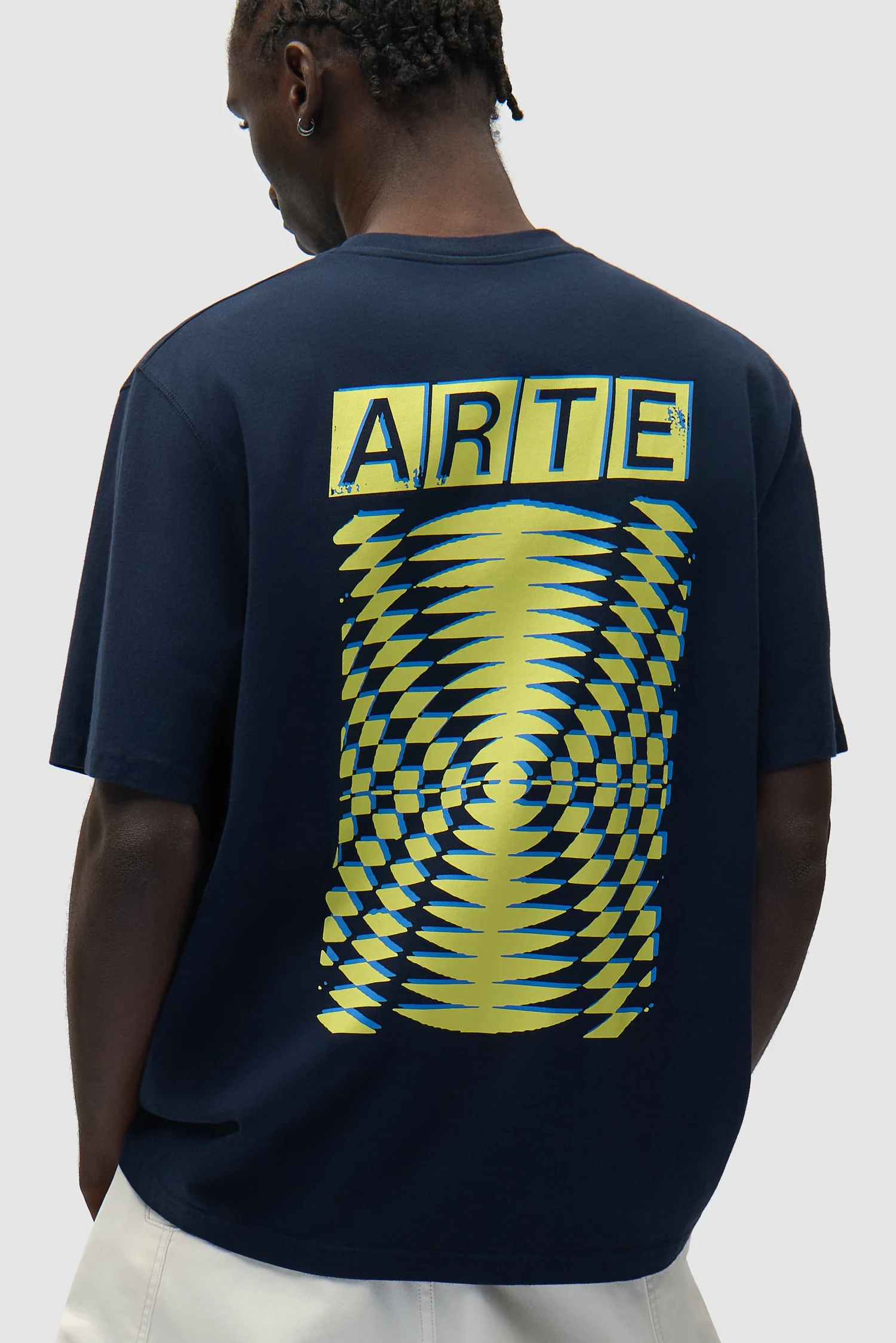 Abstract Back Print T-shirt - Navy - Image 7