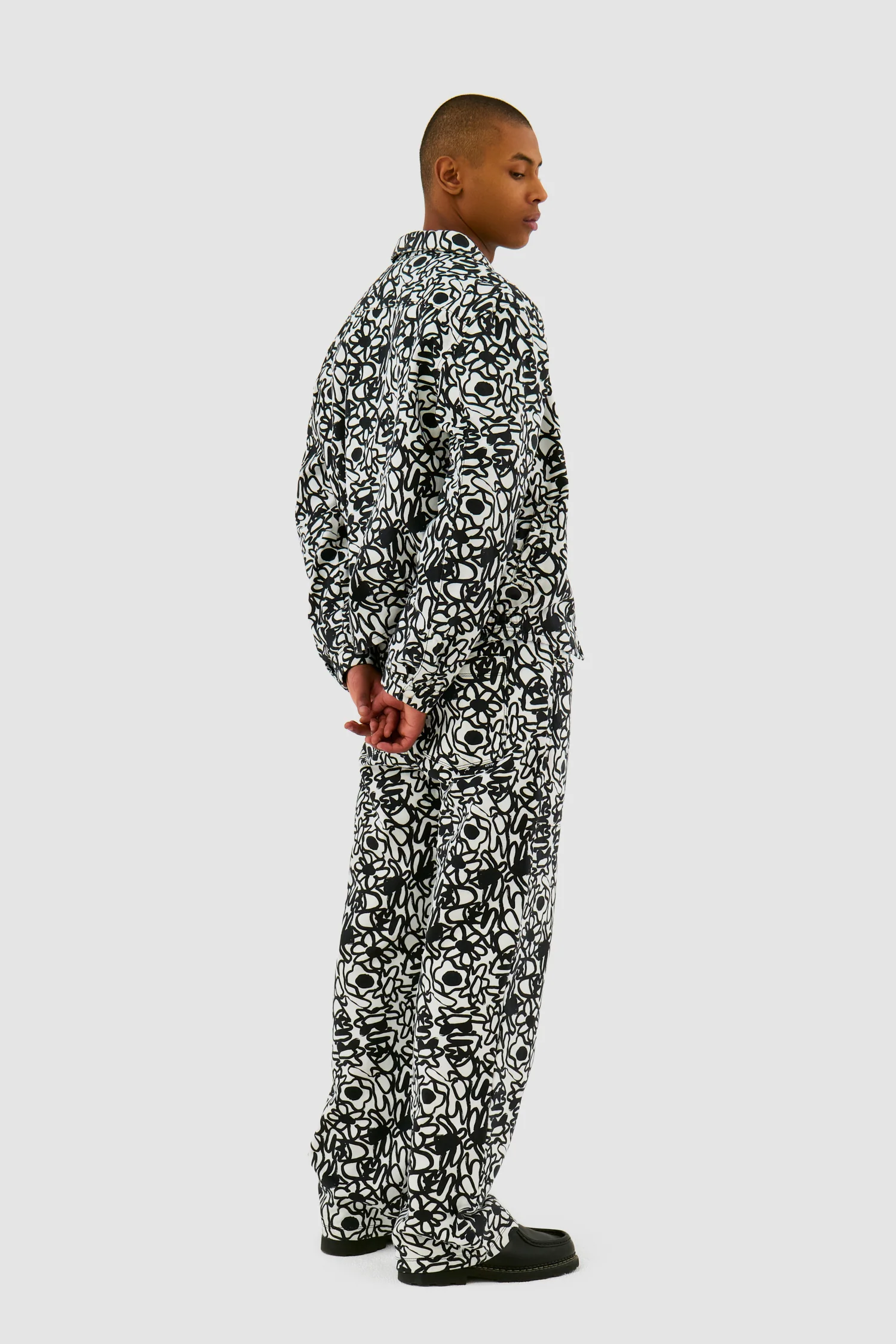 Allover Flowers Pants - Black/White - Image 6
