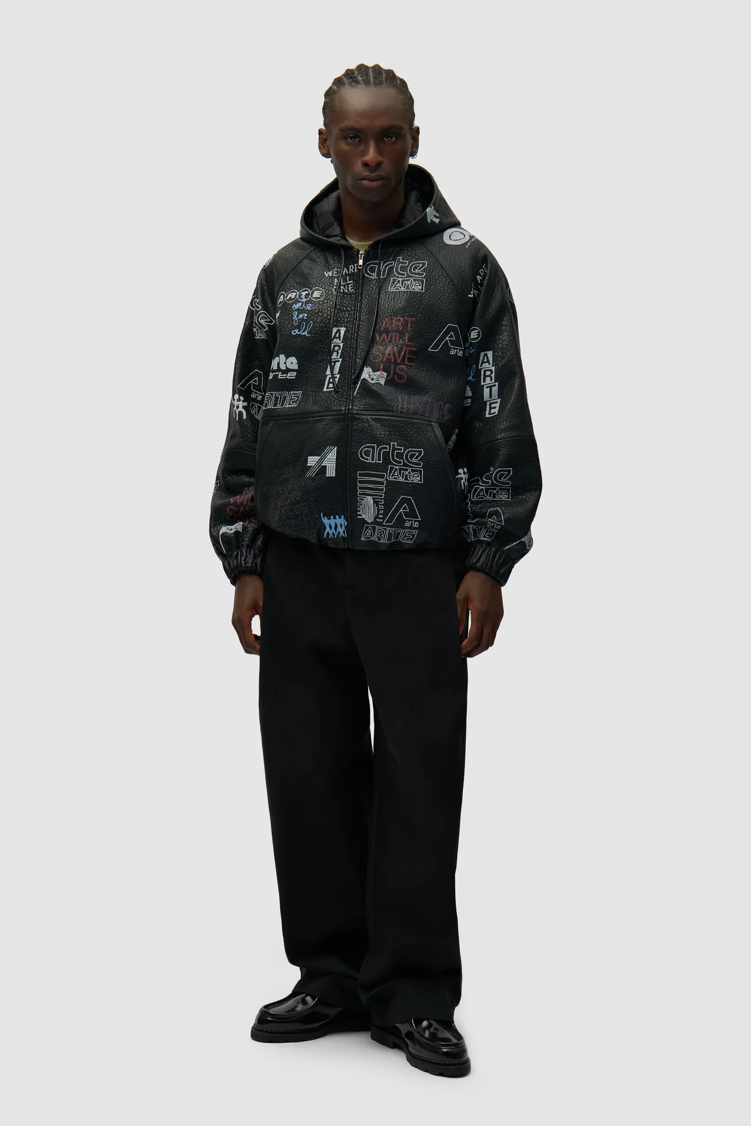 Allover Leather Jacket - Black - Image 4