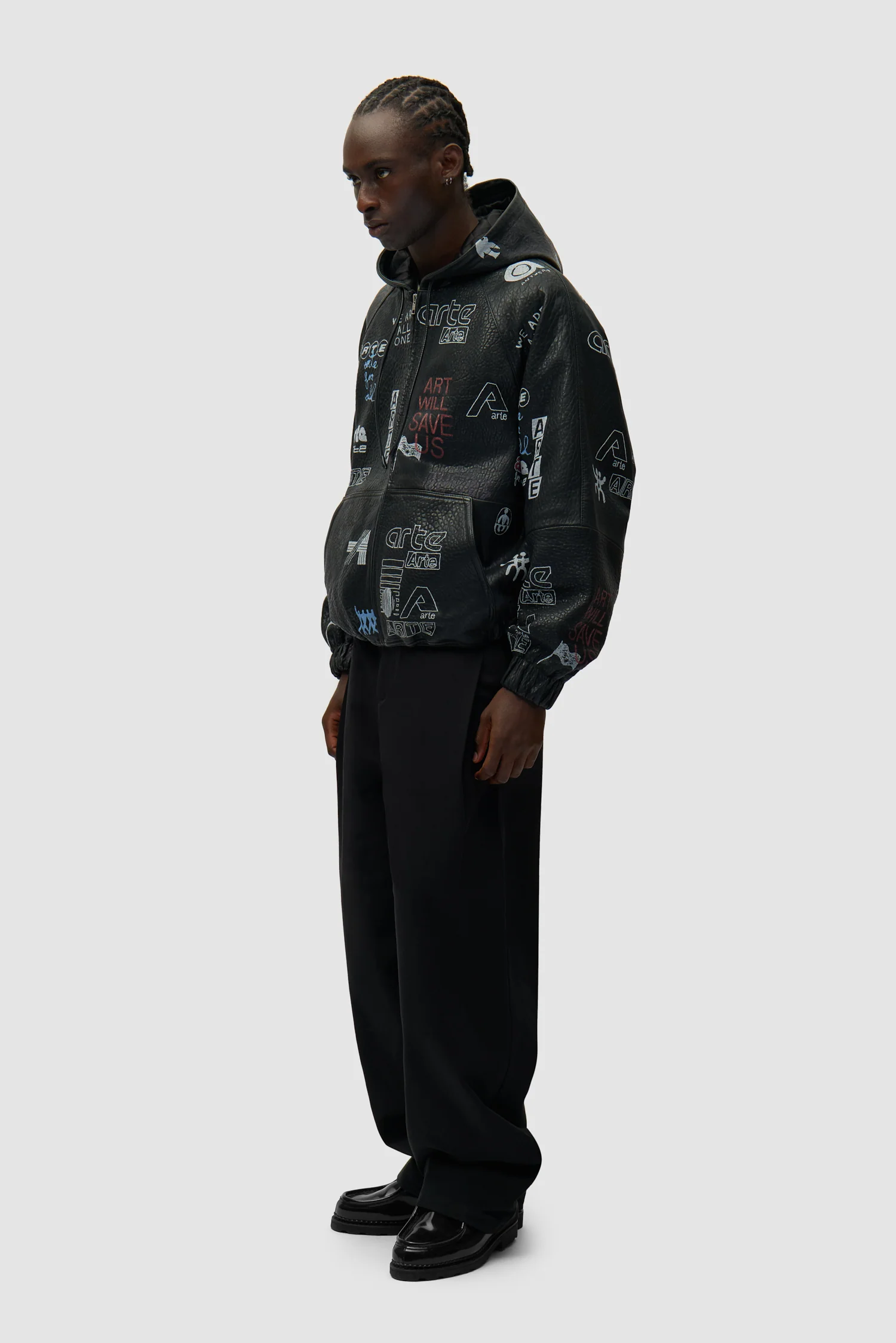 Allover Leather Jacket - Black - Image 5