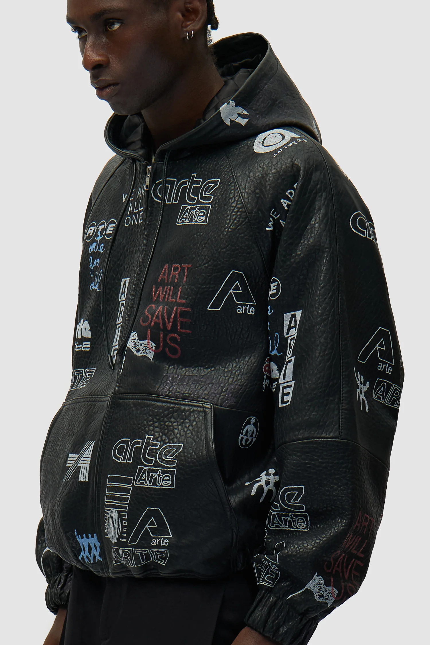 Allover Leather Jacket - Black - Image 7