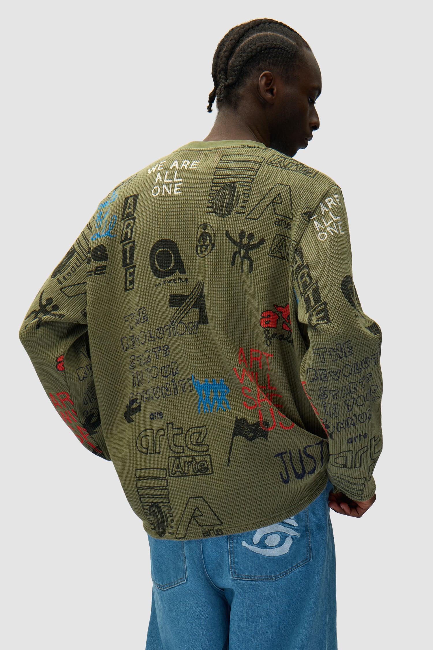 Allover Waffle Longsleeve - Green - Image 3