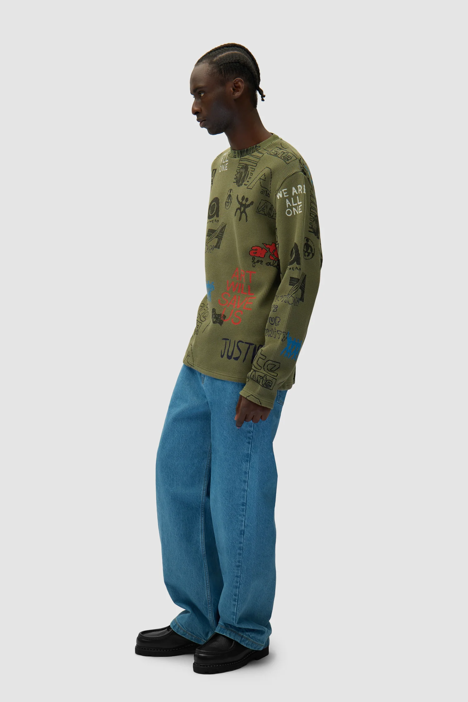 Allover Waffle Longsleeve - Green - Image 5