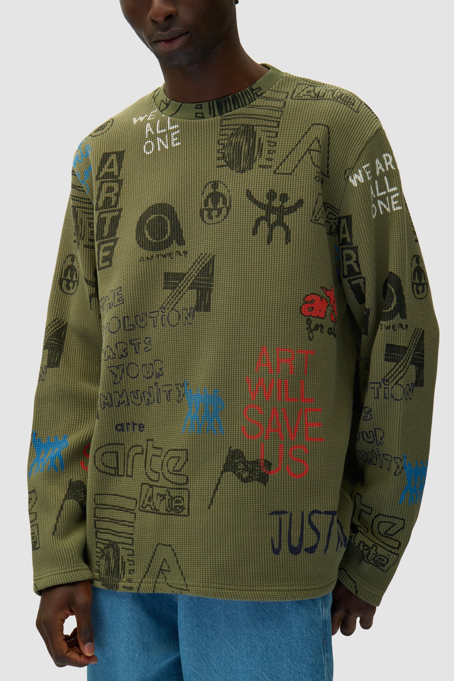 Allover Waffle Longsleeve - Green - Image 7