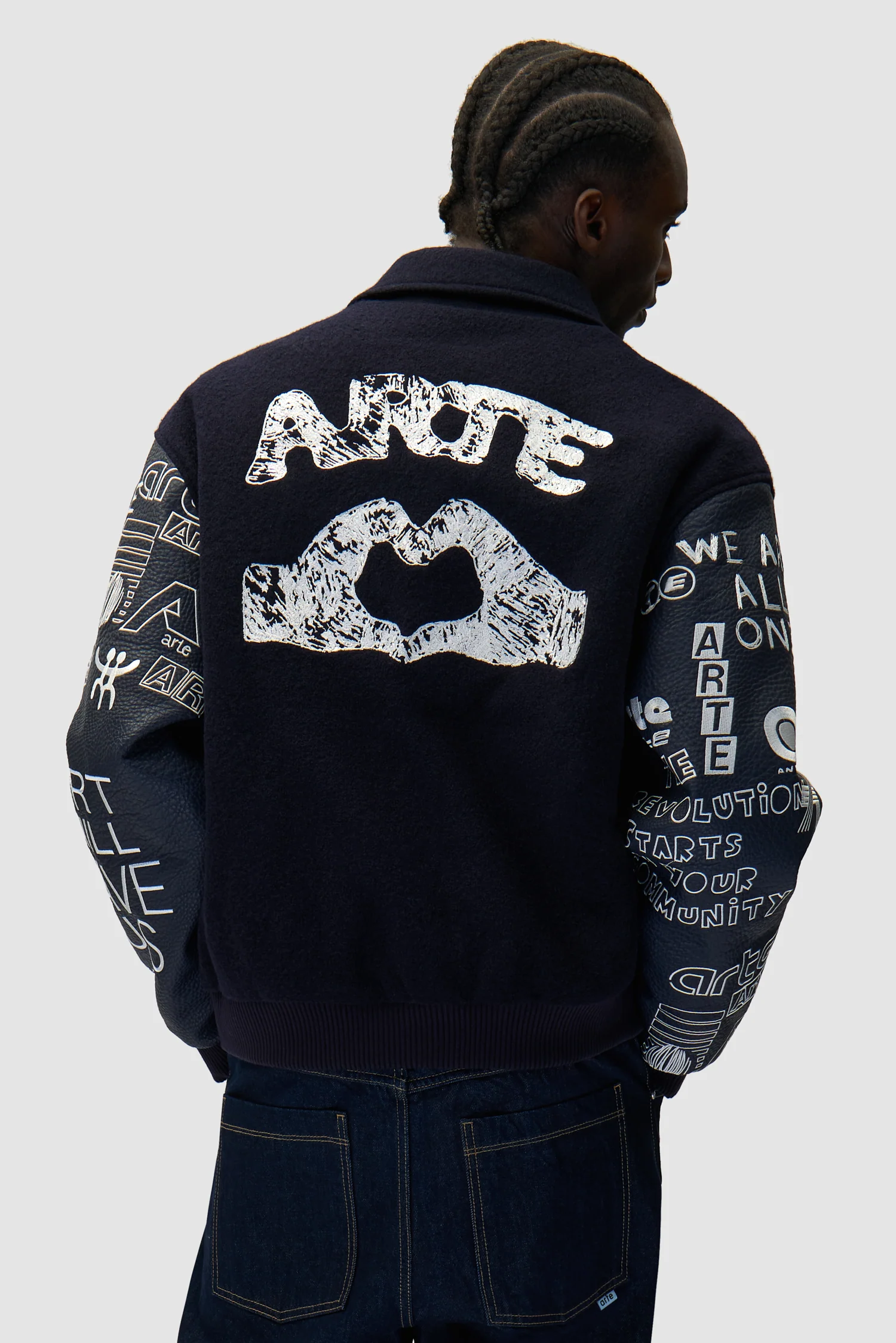 Graffiti Varsity Jacket - Navy - Image 3