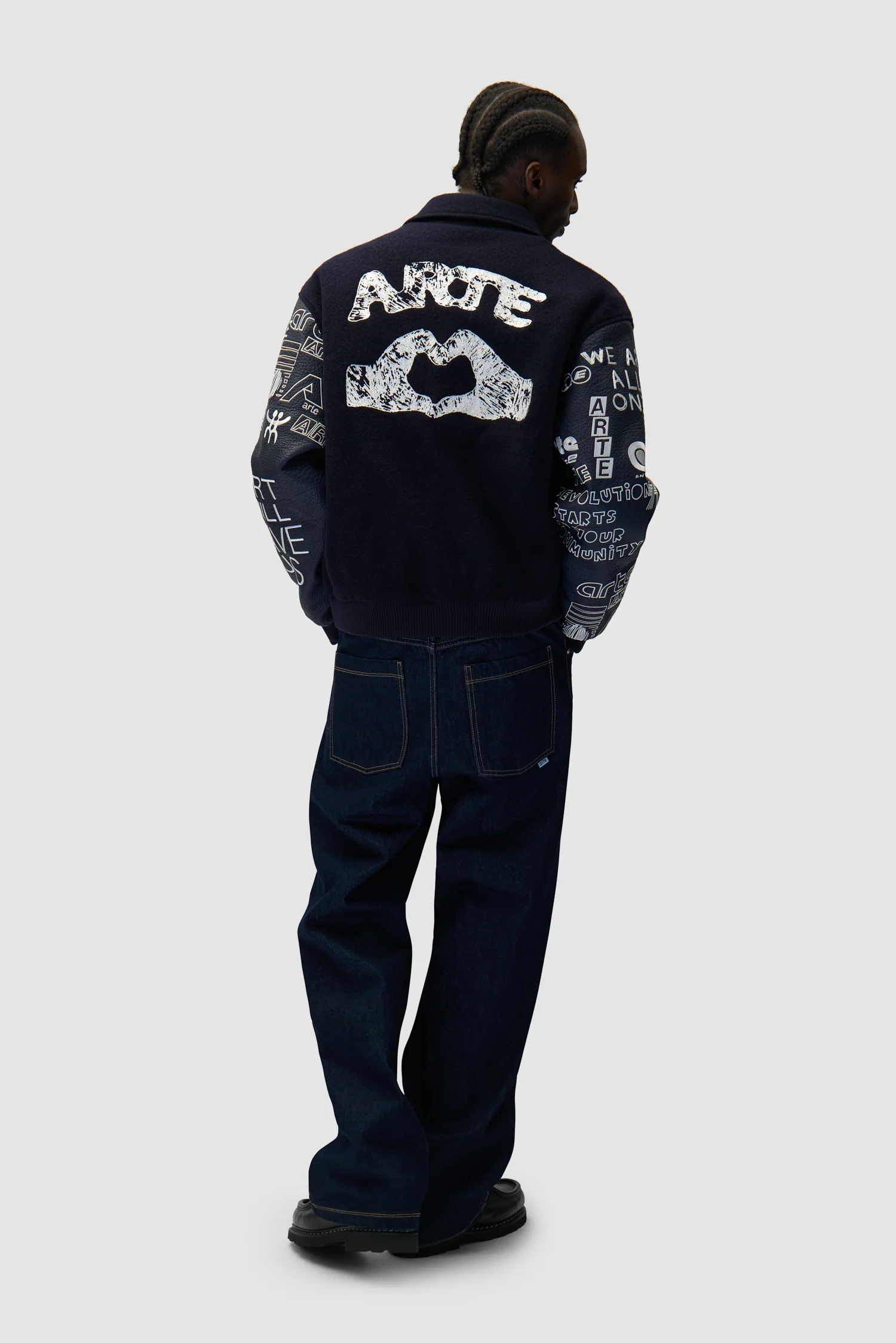 Graffiti Varsity Jacket - Navy - Image 5