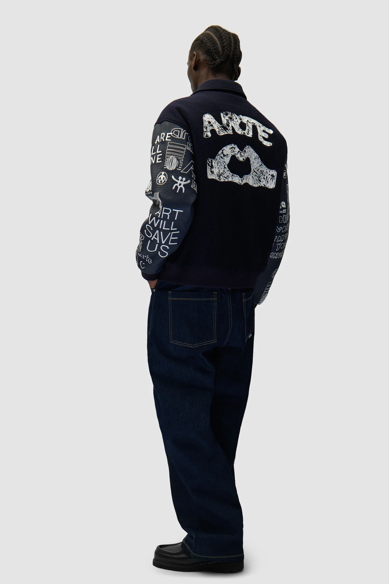 Graffiti Varsity Jacket - Navy - Image 6