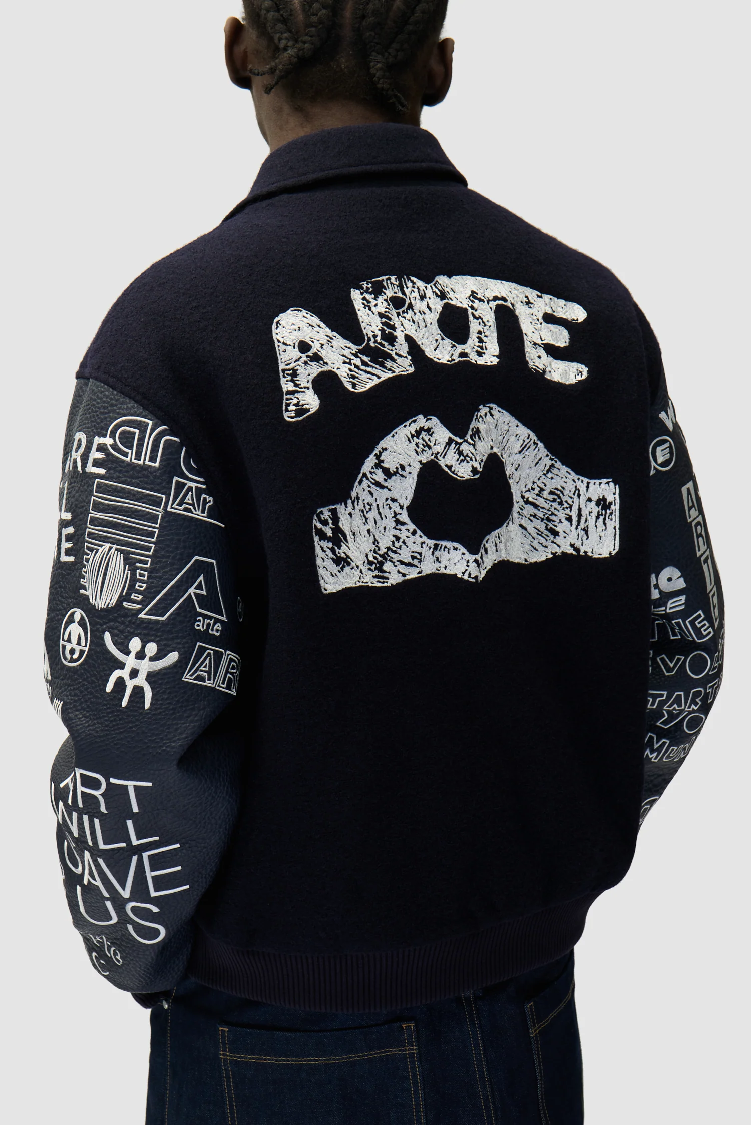 Graffiti Varsity Jacket - Navy - Image 8