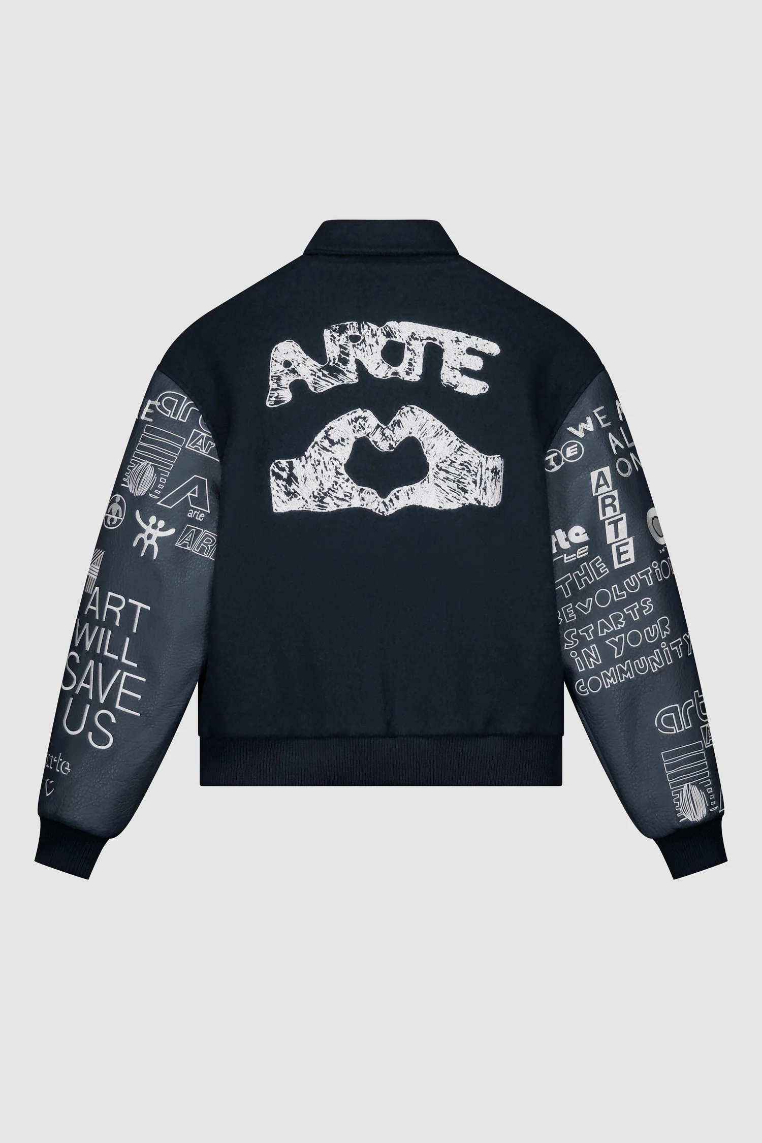 Graffiti Varsity Jacket - Navy - Image 9