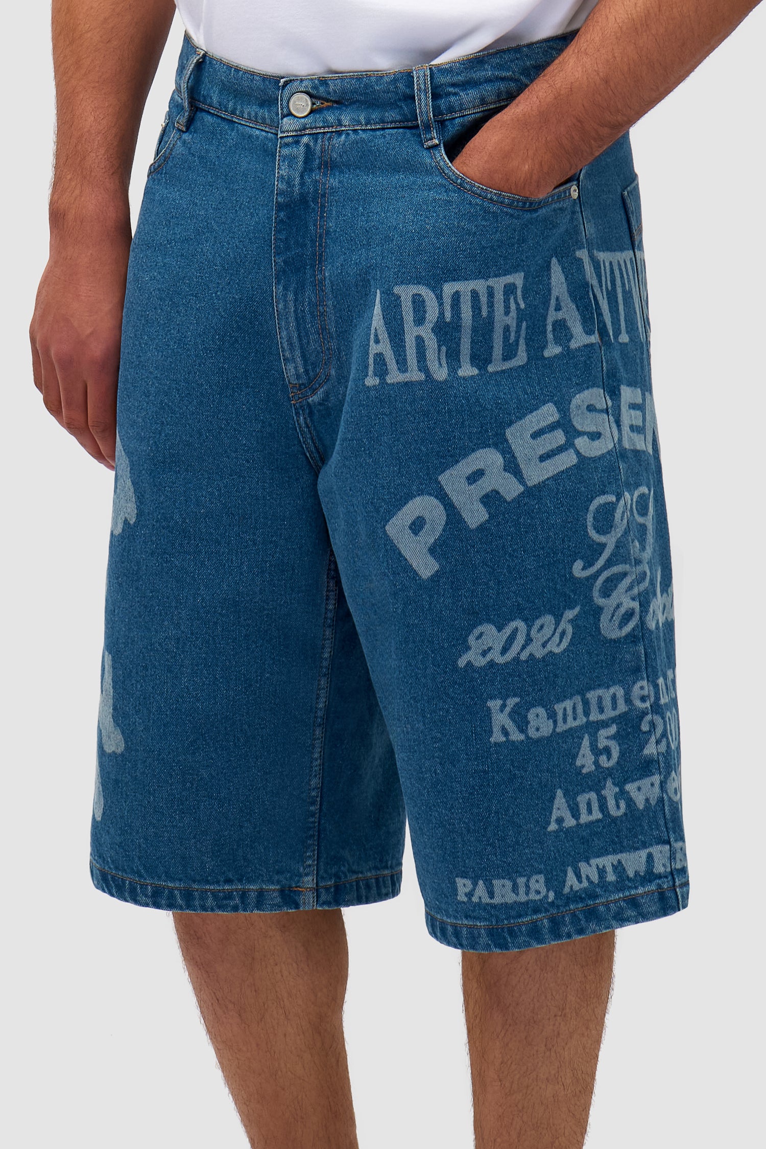Arte Print Shorts - Denim Bleach - Image 8
