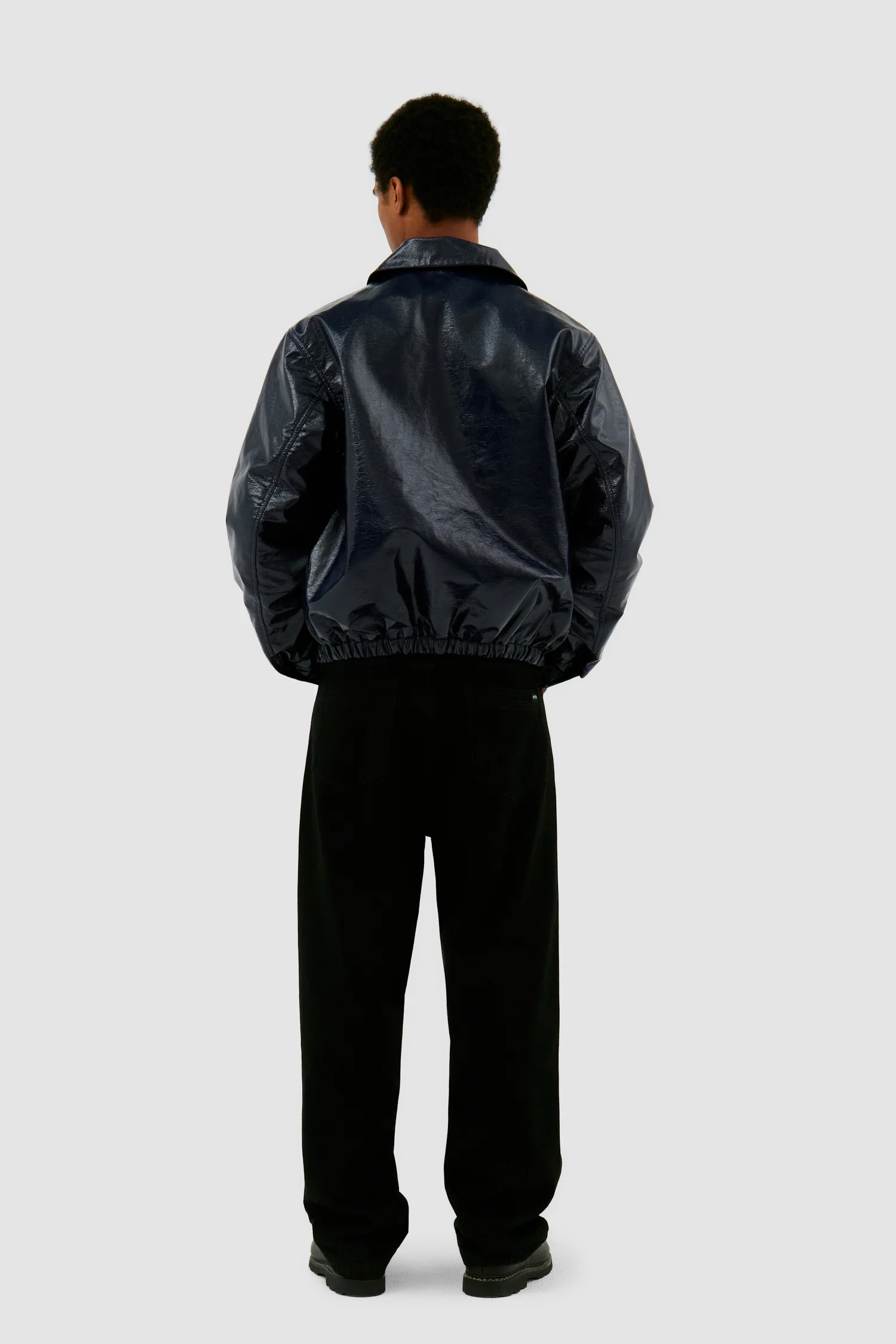 Patent PU Jacket - Navy - Image 6