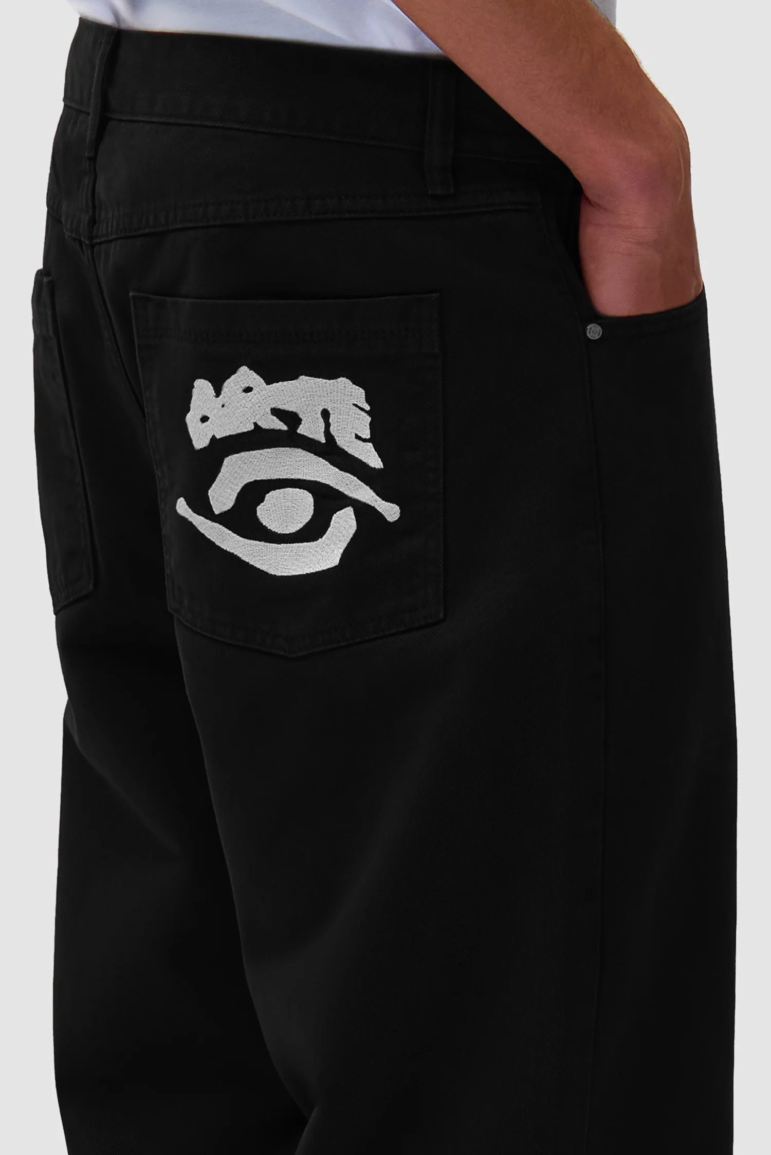 Back Pocket Graphic Pants - Black - Image 8