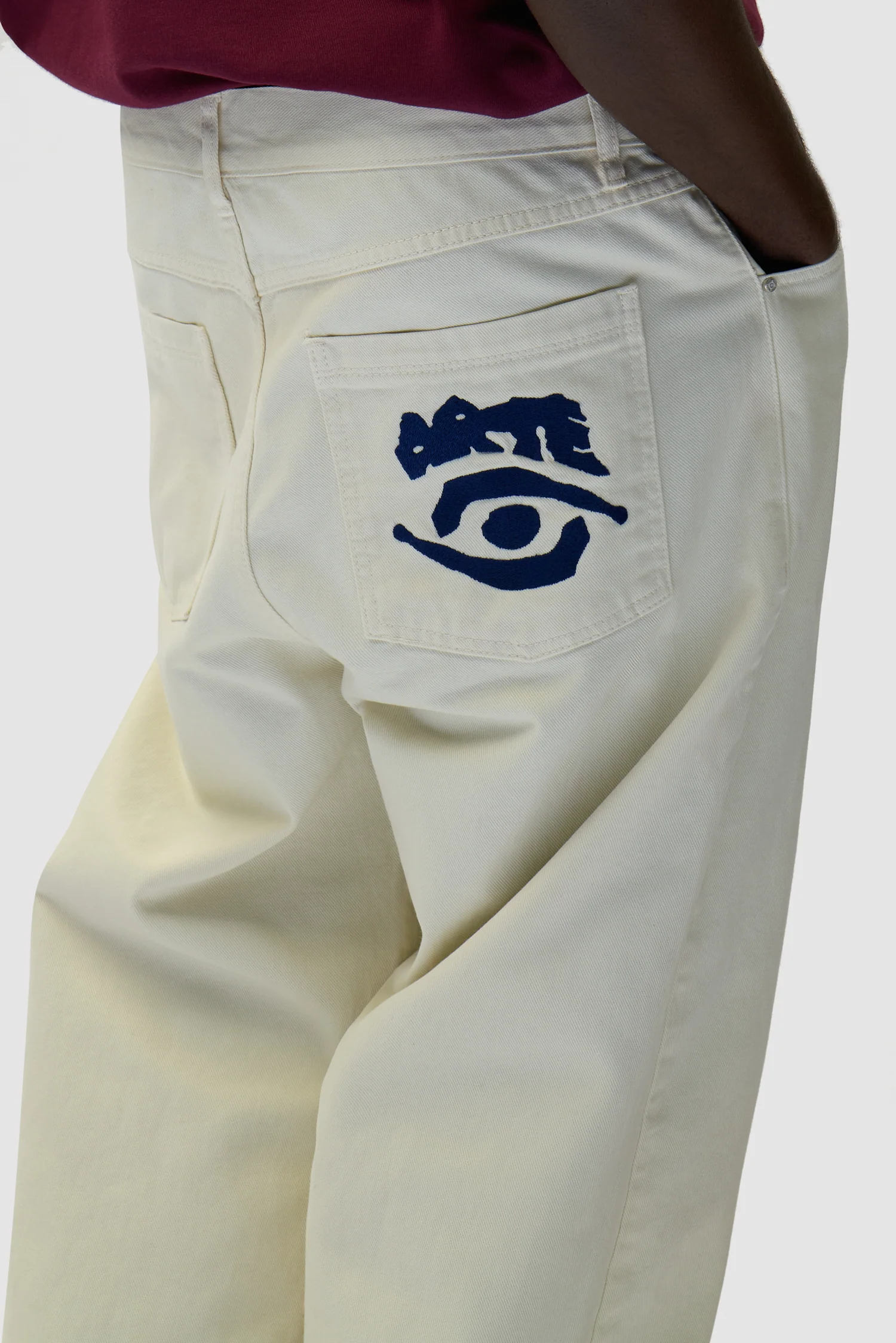 Back Pocket Graphic Pants - Cream - Image 8