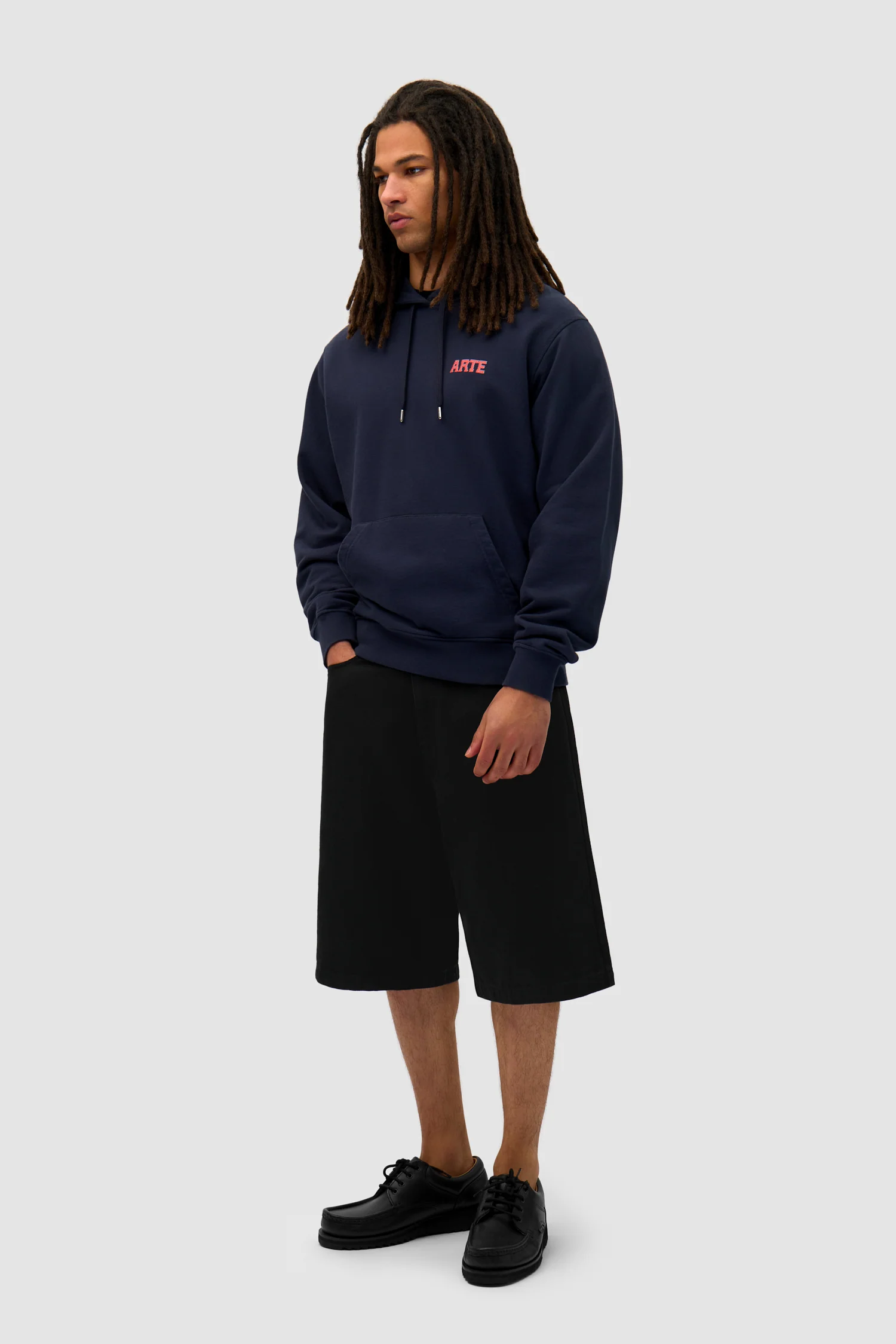Mural Back Print Hoodie - Navy - Image 5