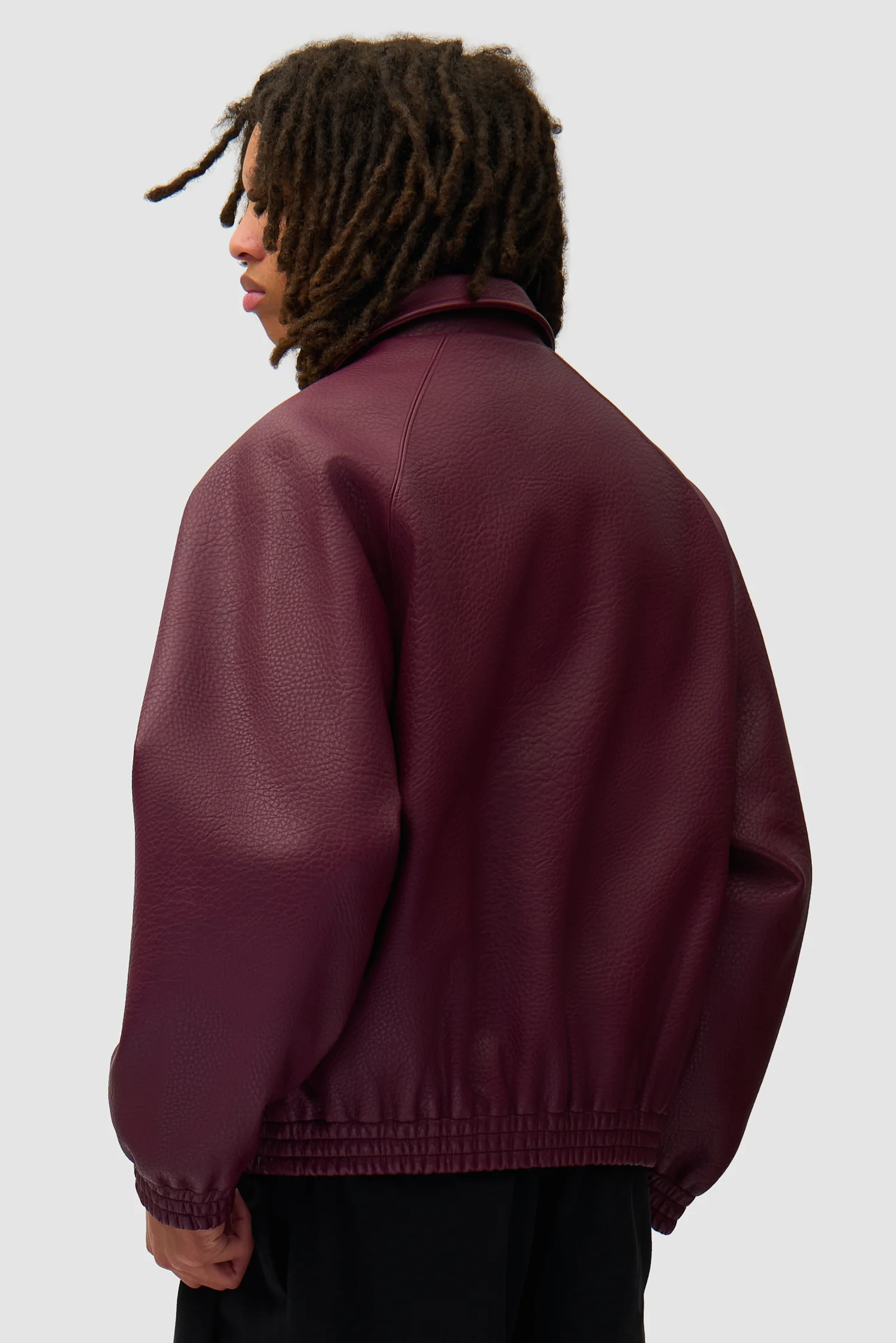 Basic Leather Jacket - Bordeaux - Image 3