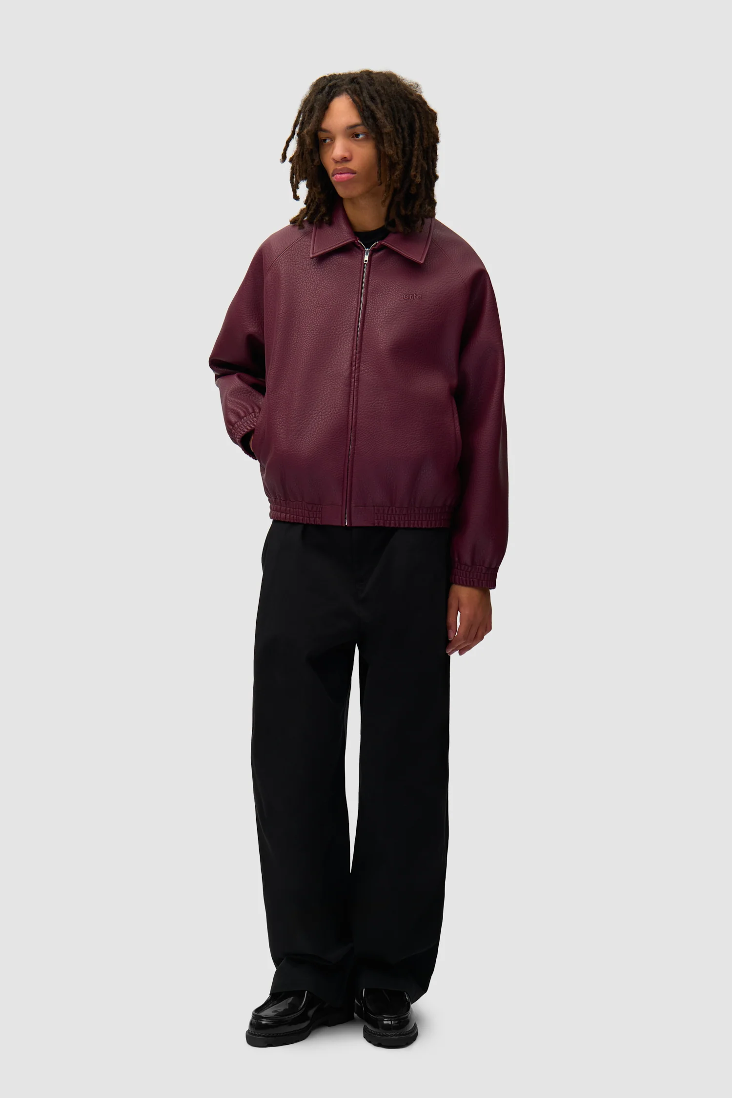 Basic Leather Jacket - Bordeaux - Image 4