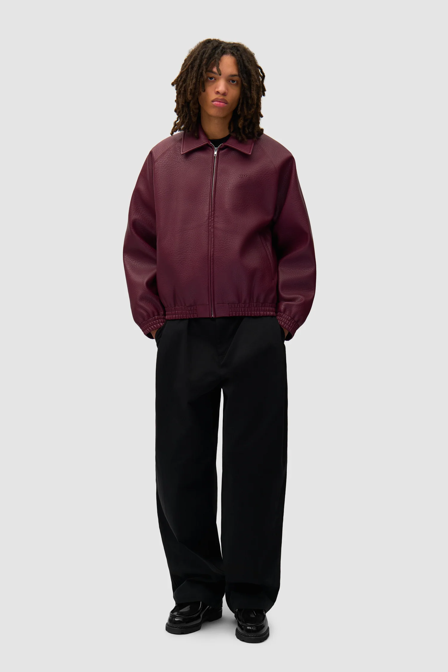 Basic Leather Jacket - Bordeaux - Image 5