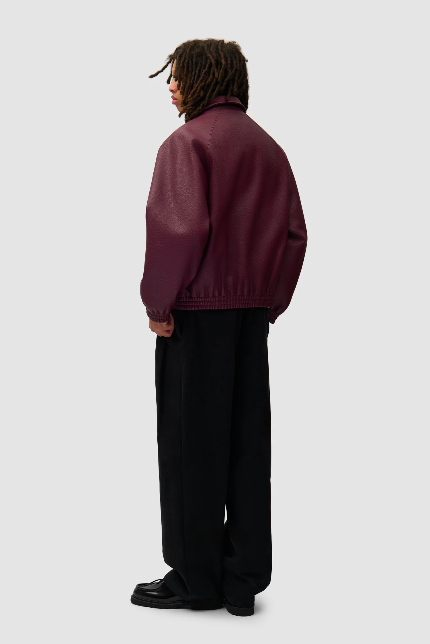 Basic Leather Jacket - Bordeaux - Image 6
