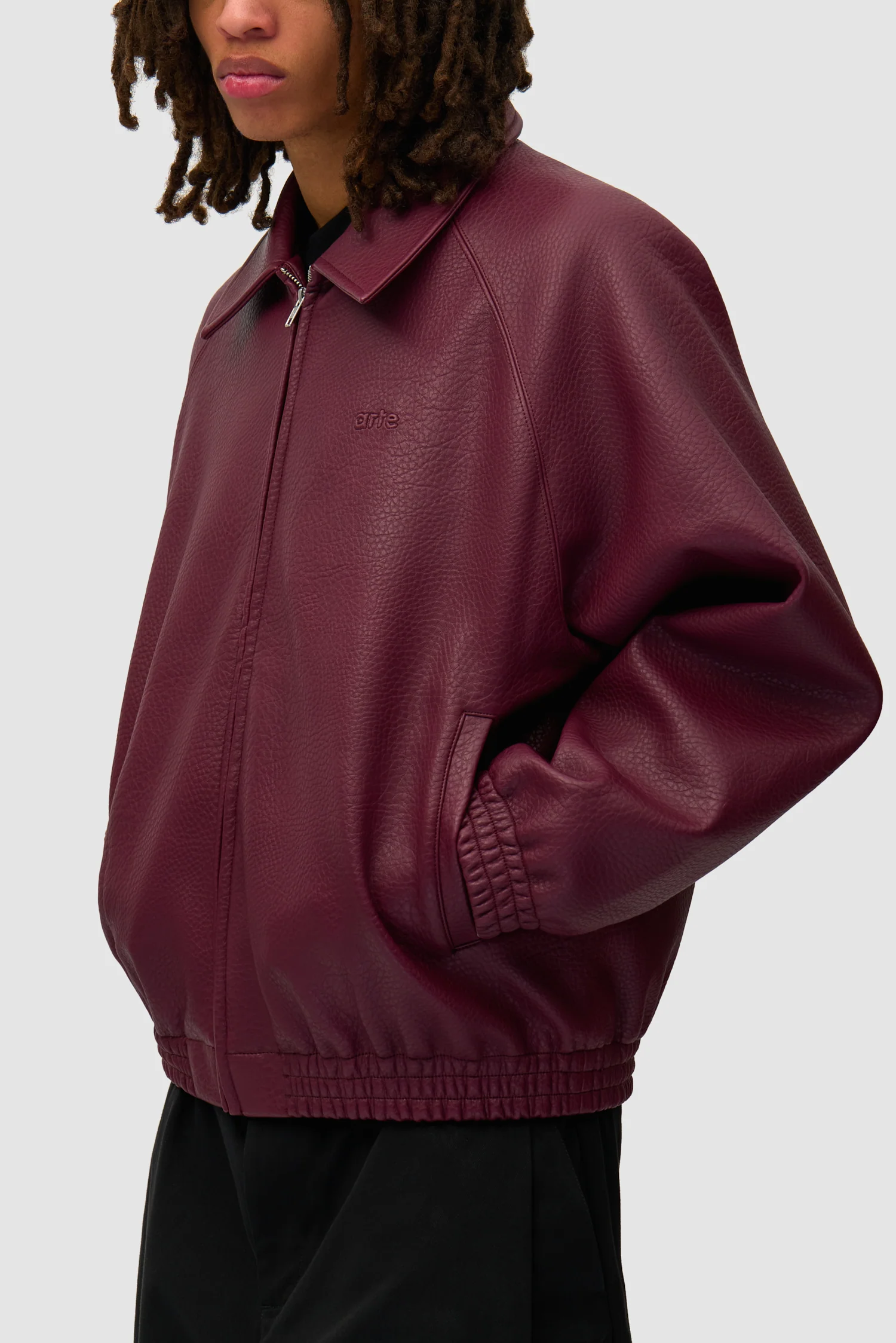 Basic Leather Jacket - Bordeaux - Image 7