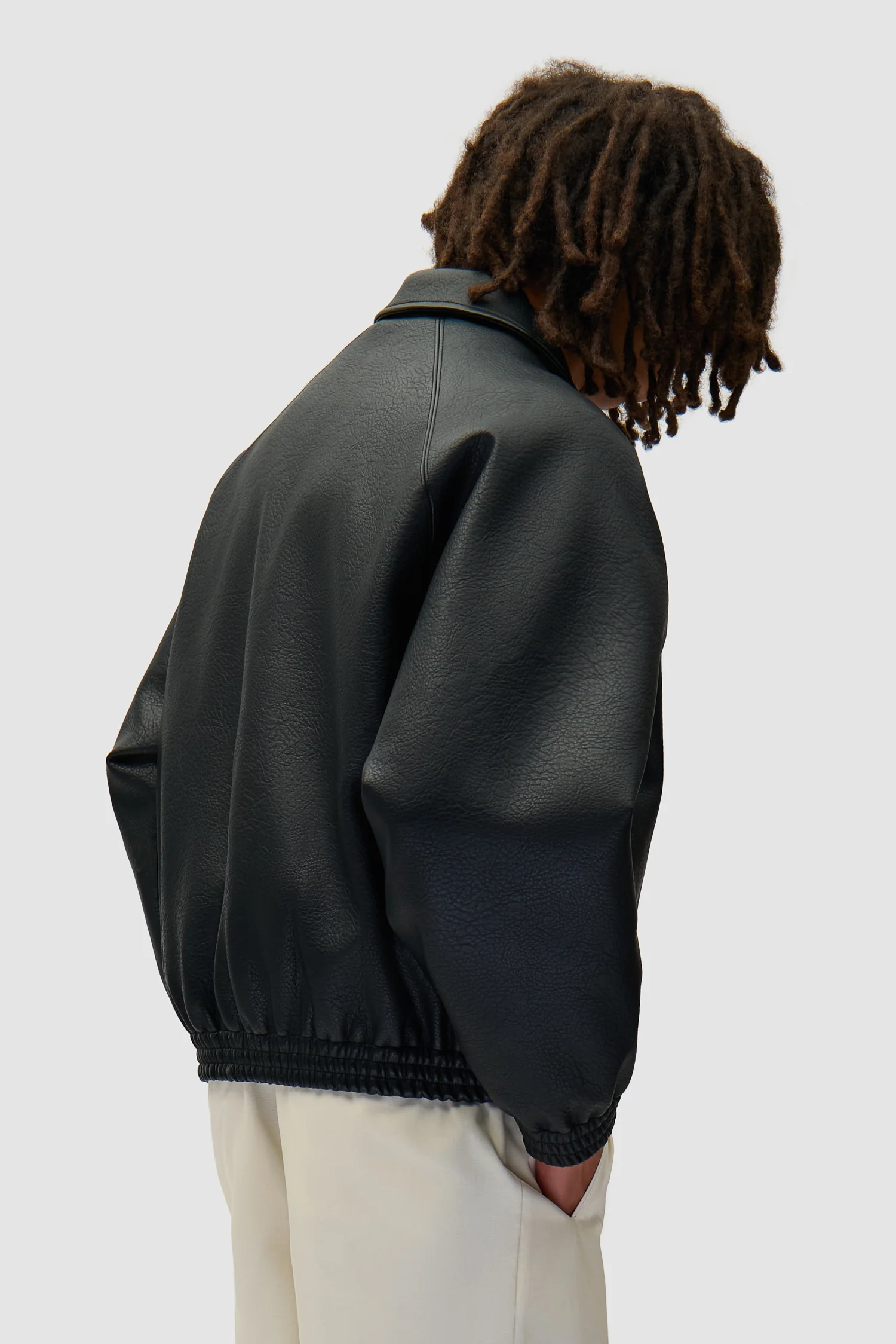 Basic Leather Jacket - Black - Image 3