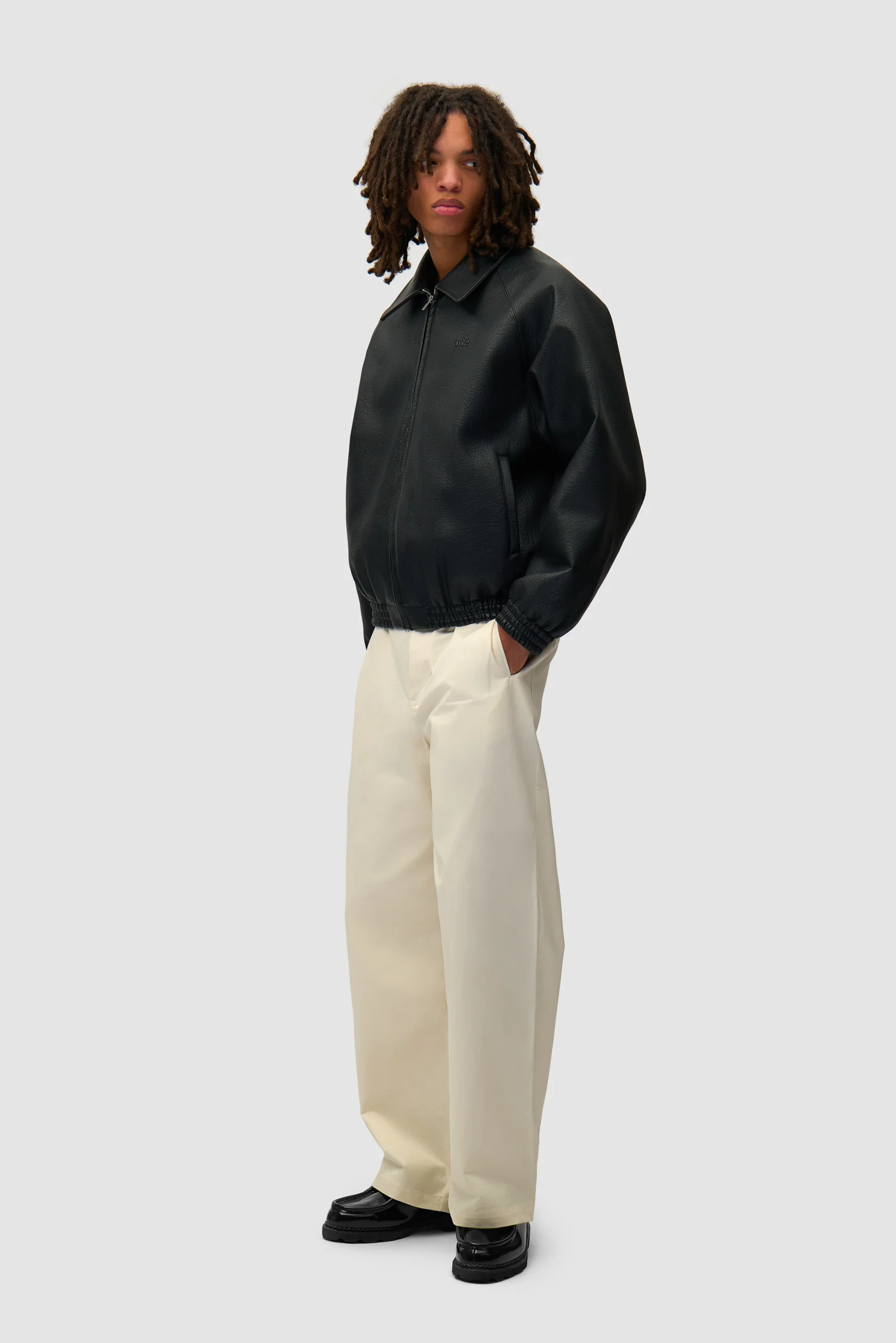 Basic Leather Jacket - Black - Image 4
