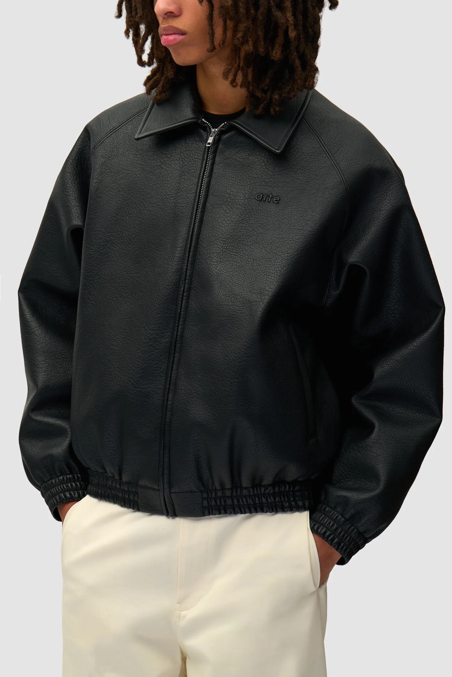 Basic Leather Jacket - Black - Image 7