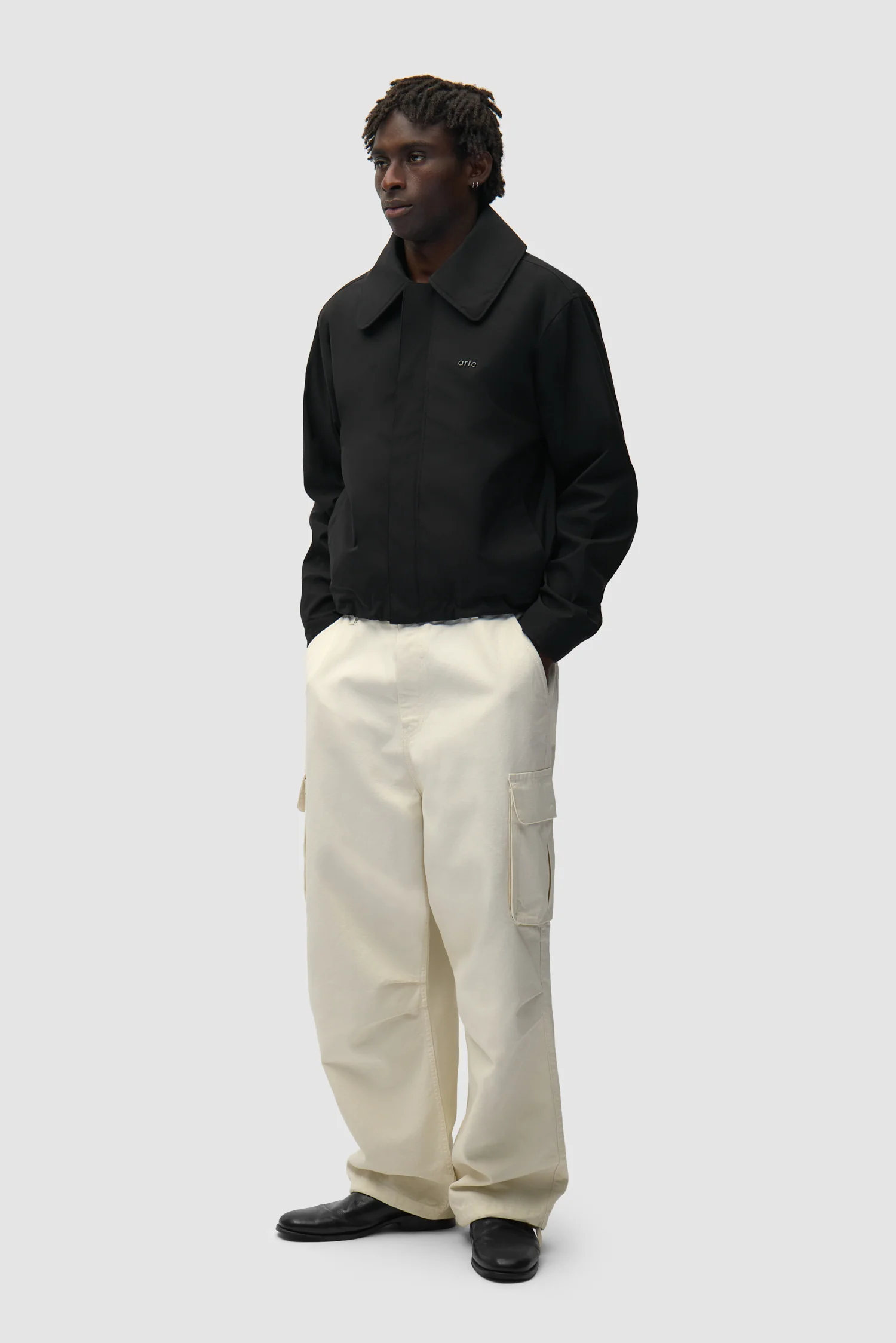 Big Collar Nylon Jacket - Black - Image 5