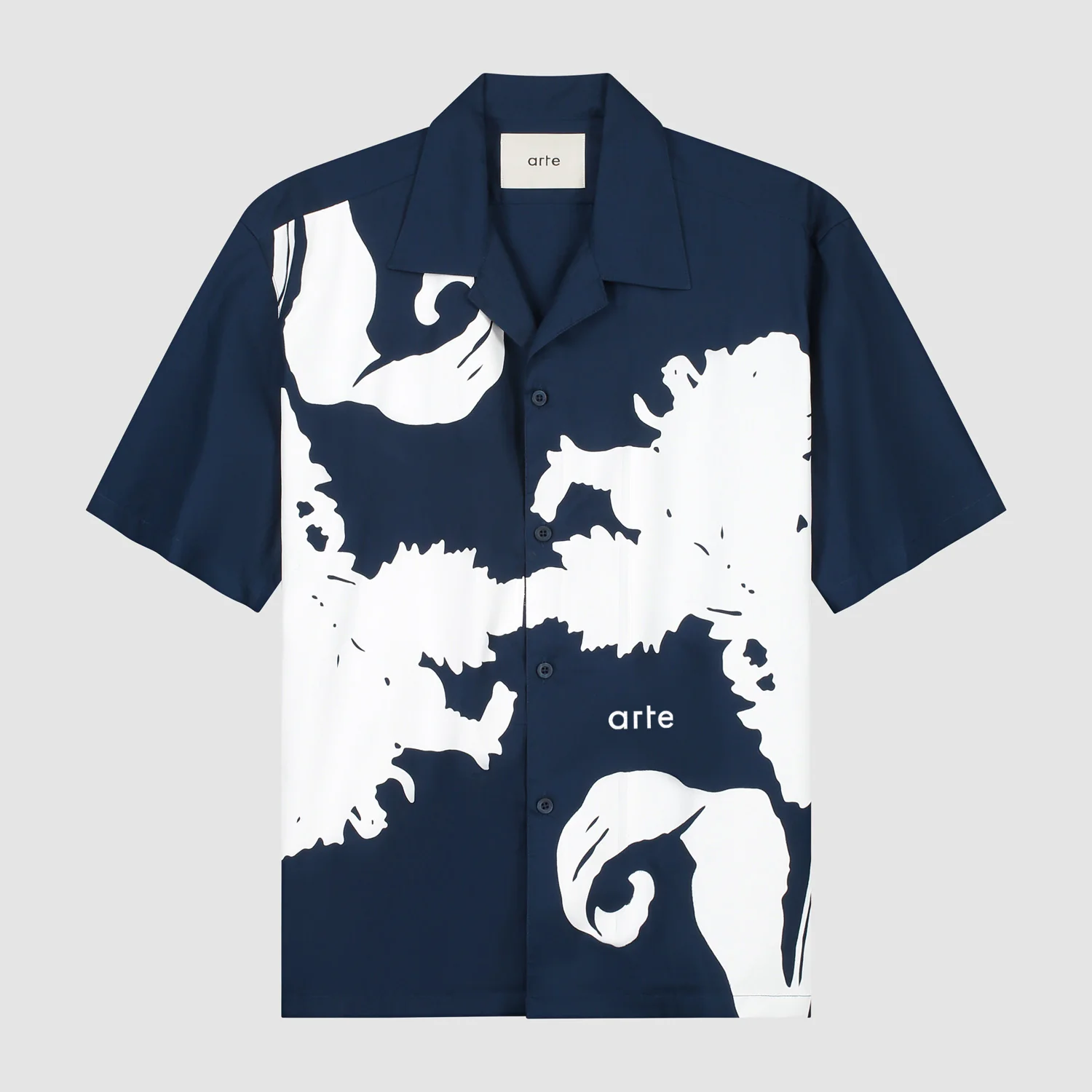 Big Flower Shirt - Navy/White