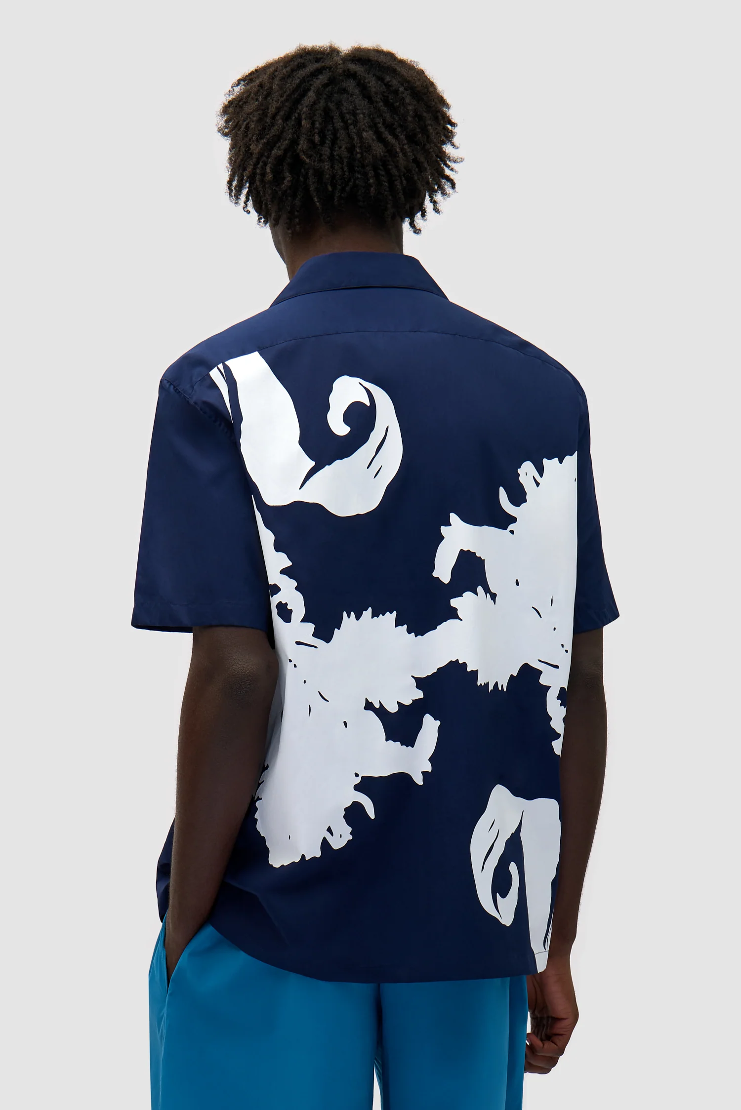 Big Flower Shirt - Navy/White - Image 3