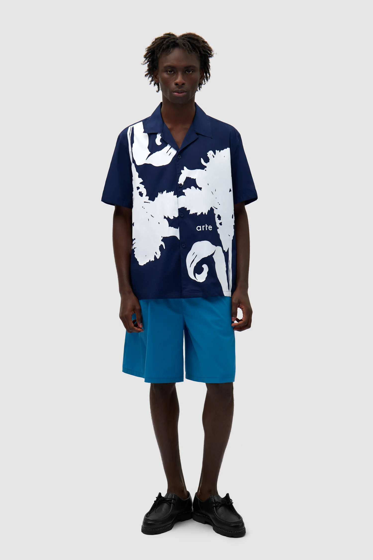 Big Flower Shirt - Navy/White - Image 4