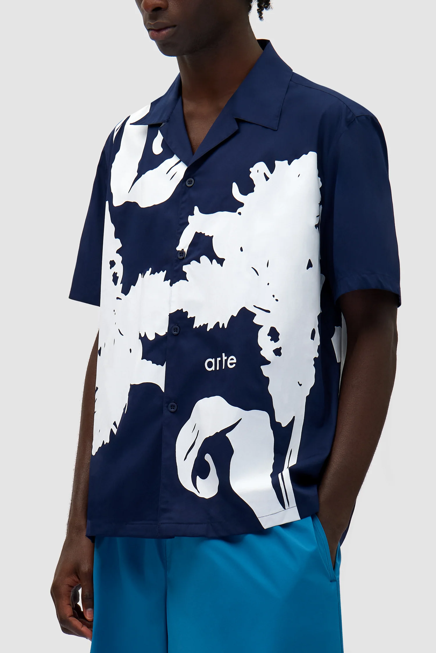 Big Flower Shirt - Navy/White - Image 7