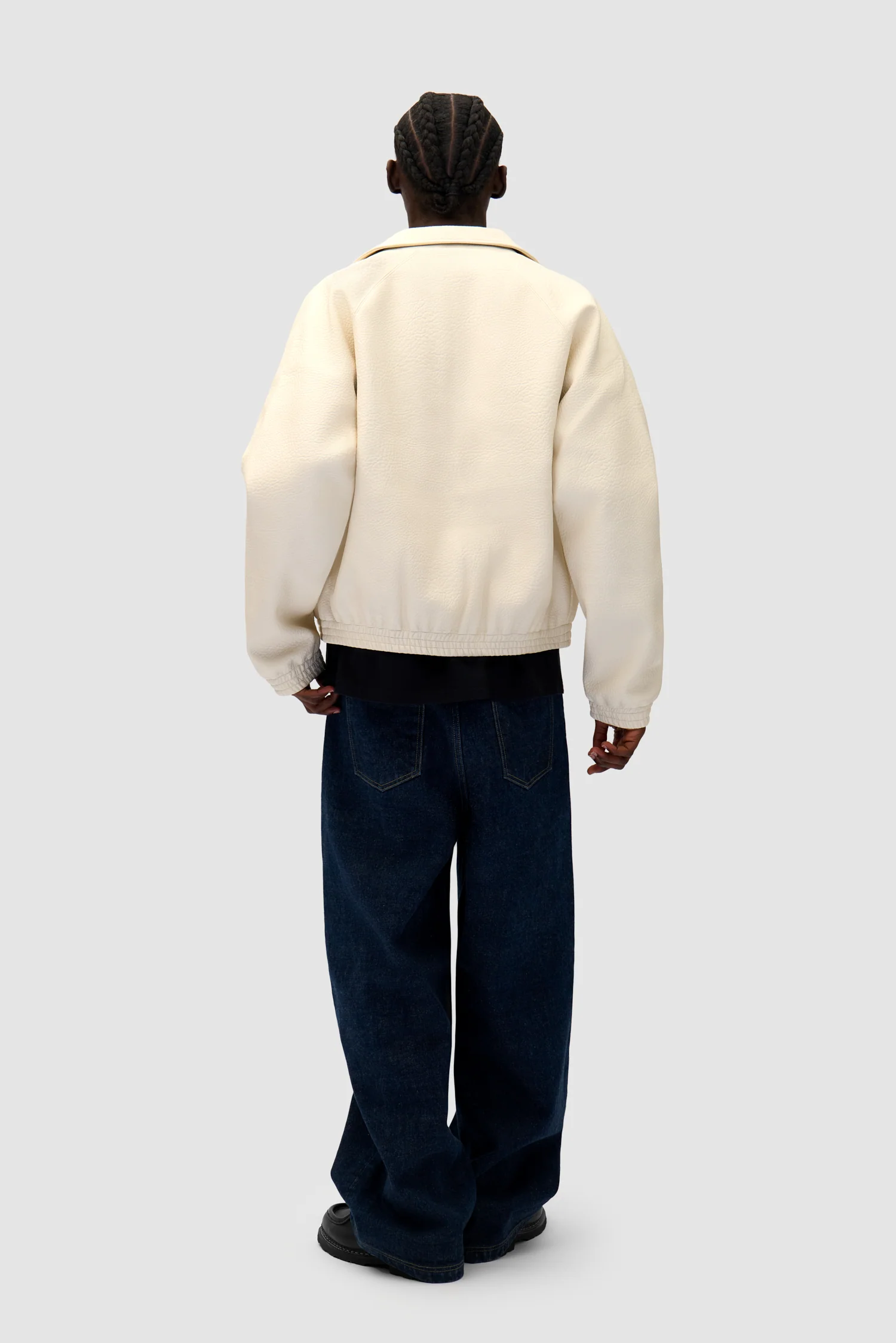 Big Logo Leather Jacket - Cream - Image 5