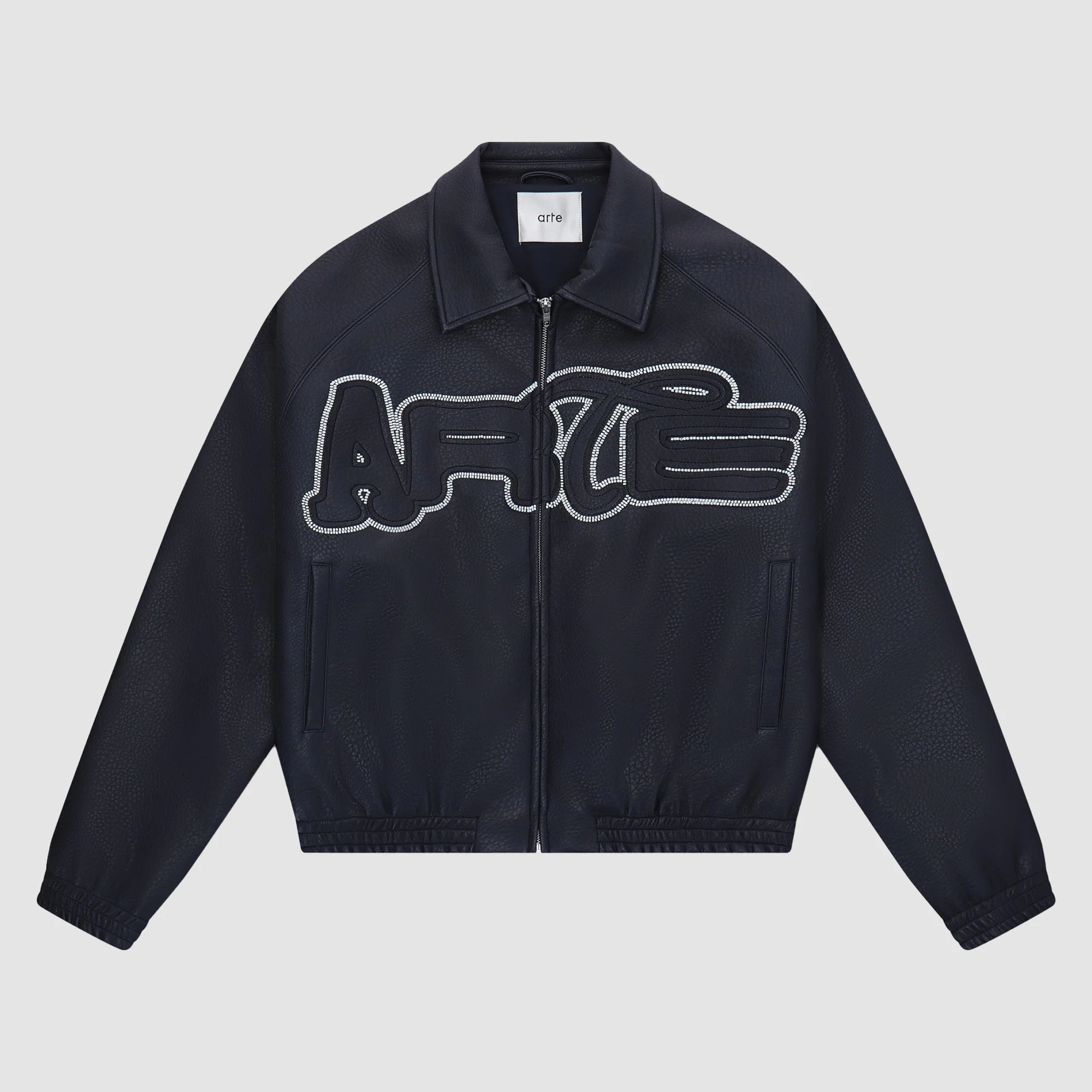 Big Logo Leather Jacket - Navy