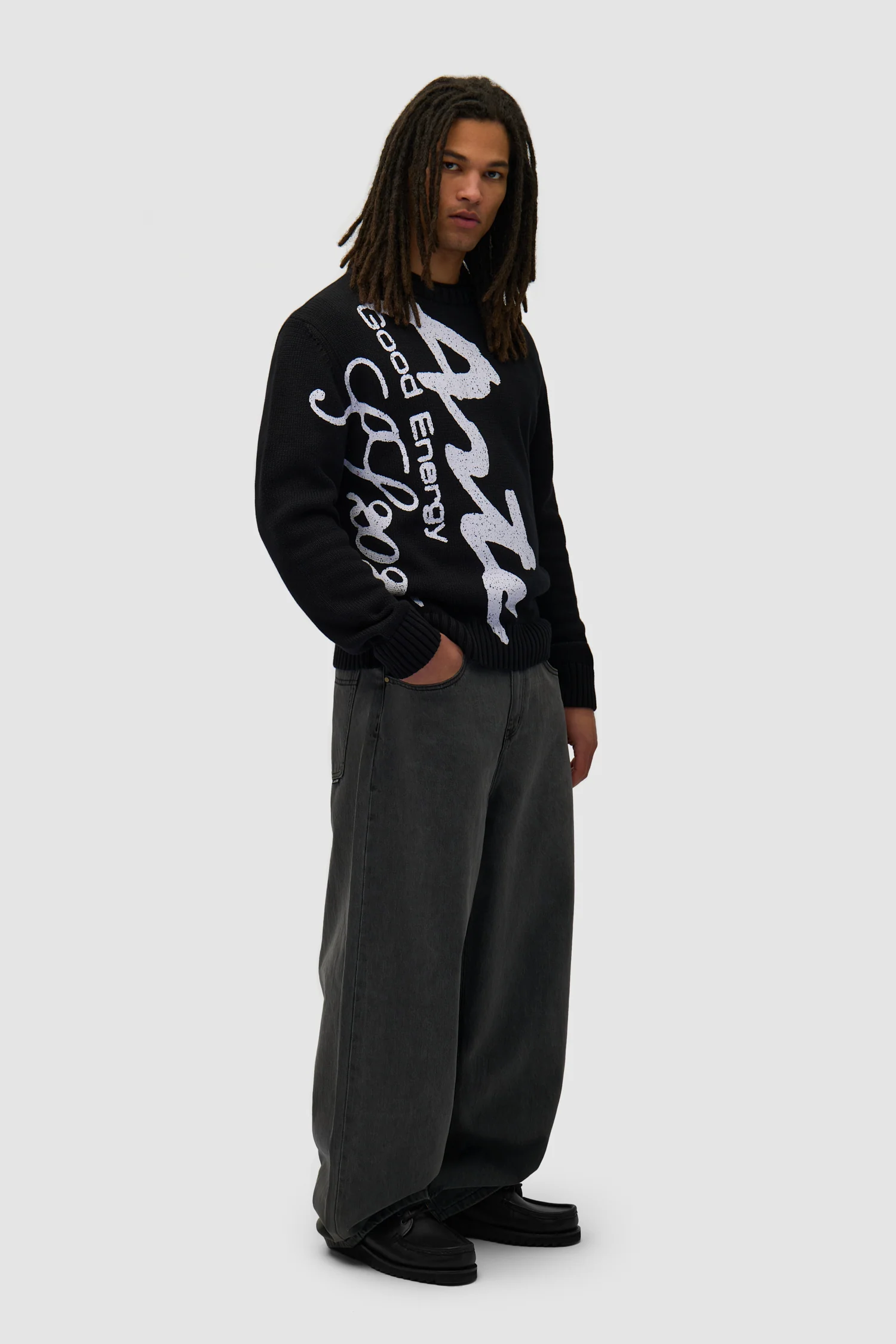 Big Print Knit Sweater - Black - Image 5
