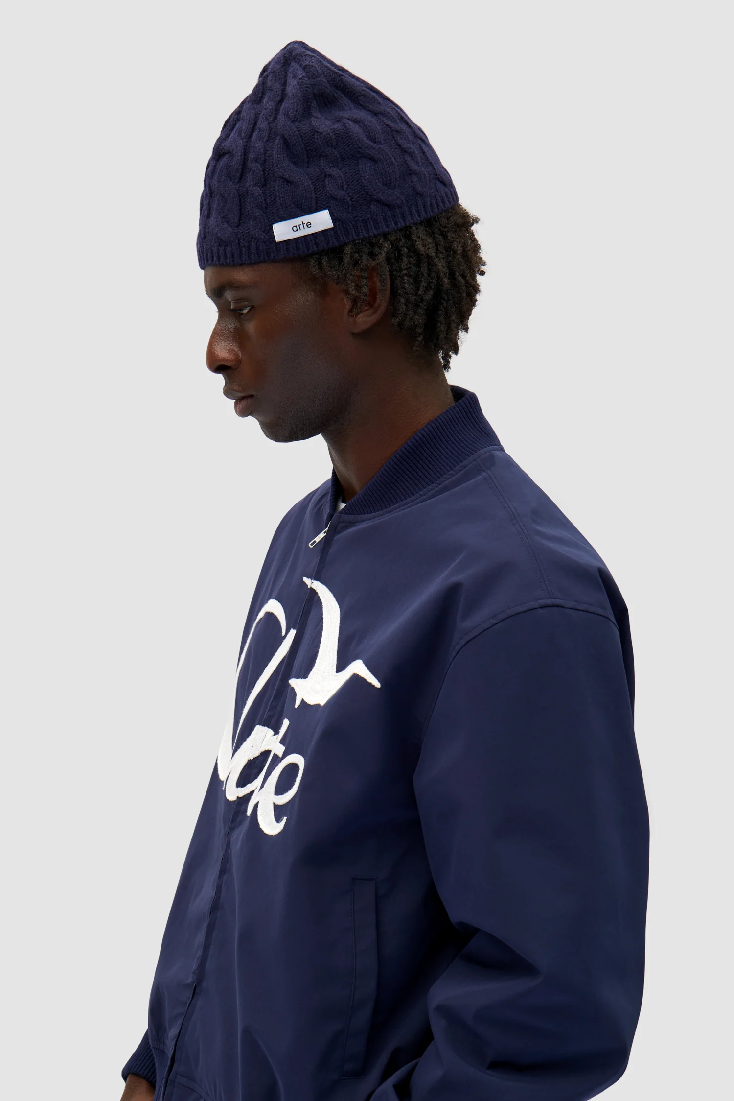 Braided Beanie - Navy - Image 3