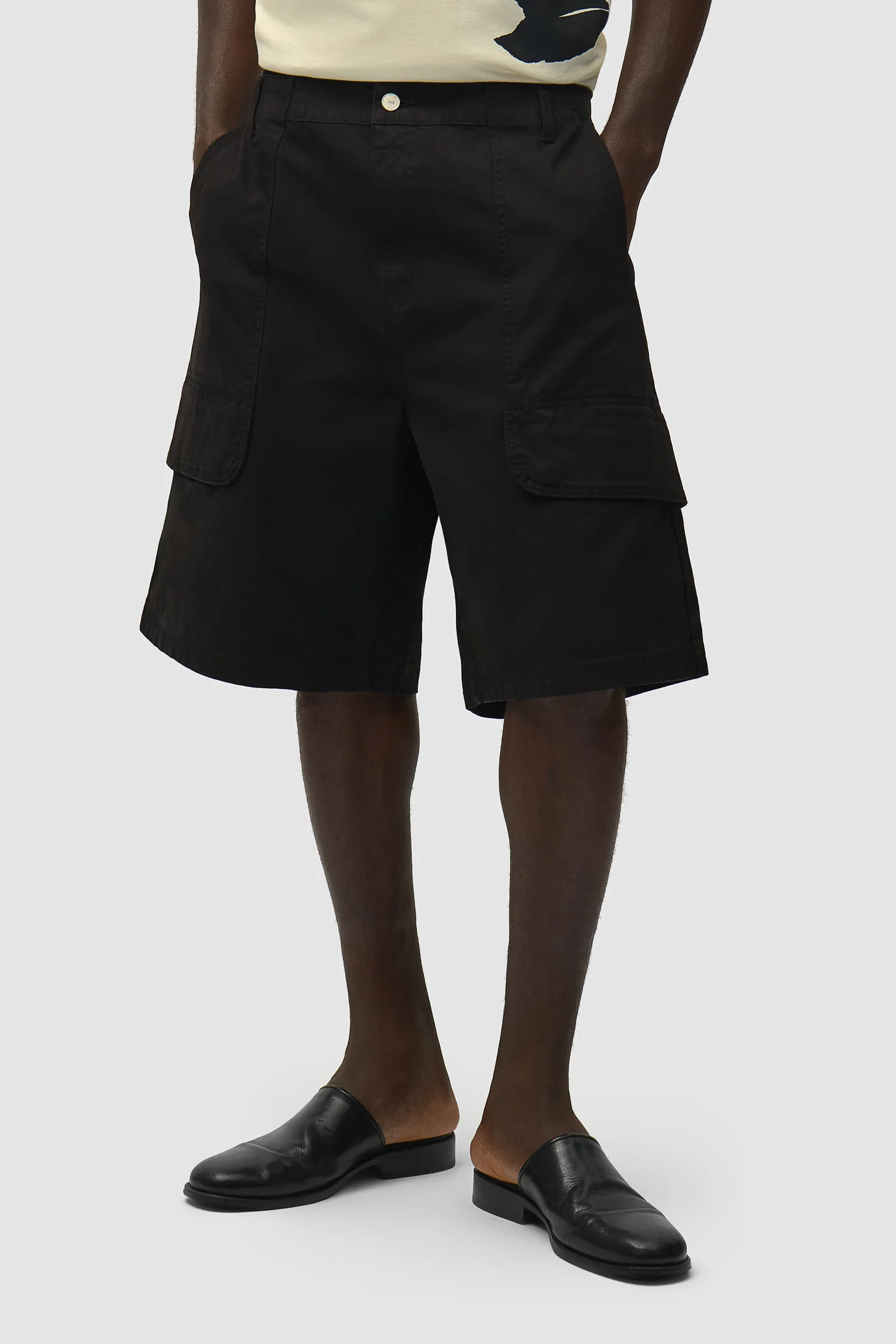 Canvas Cargo Shorts - Black - Image 2