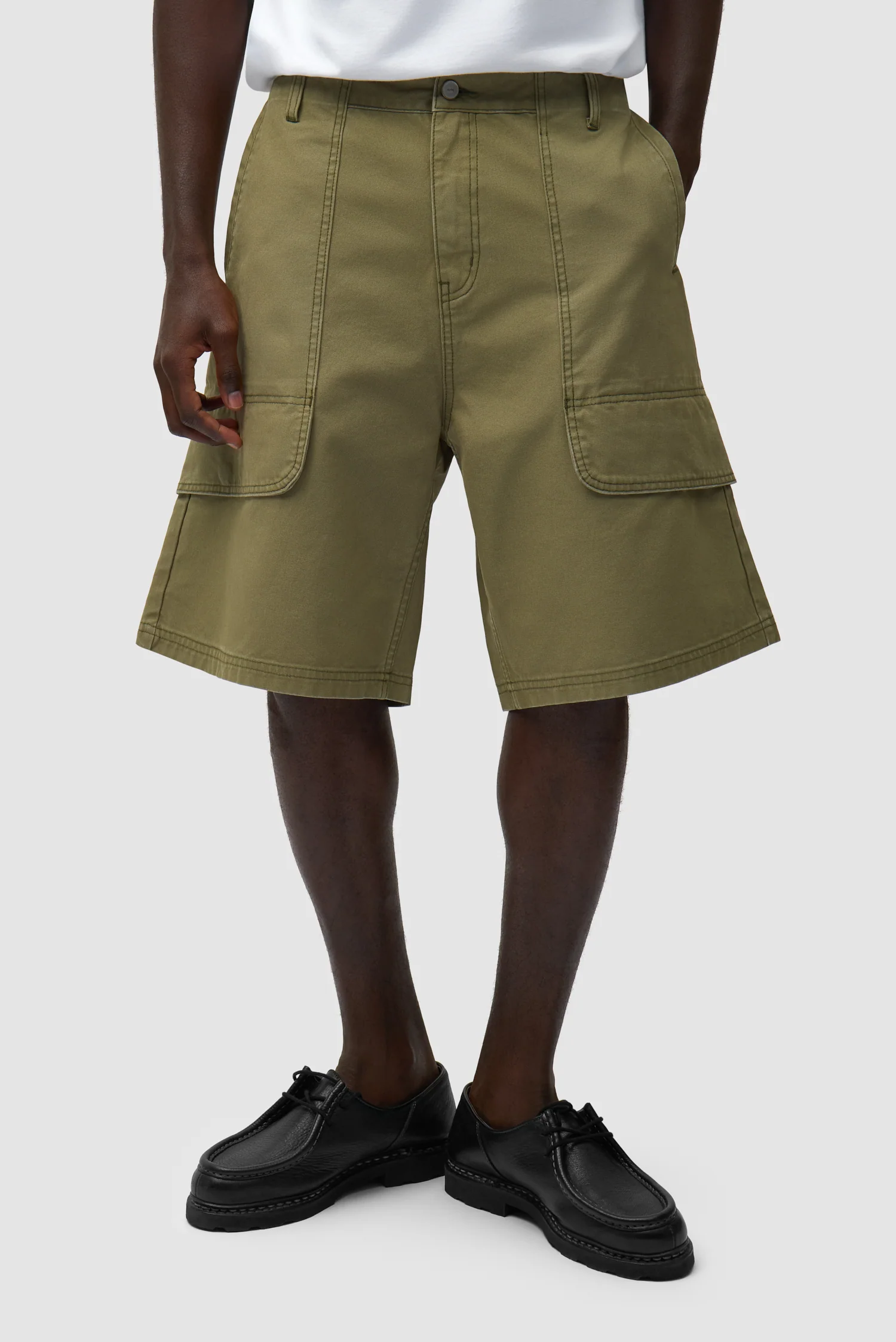 Canvas Cargo Shorts - Green - Image 2