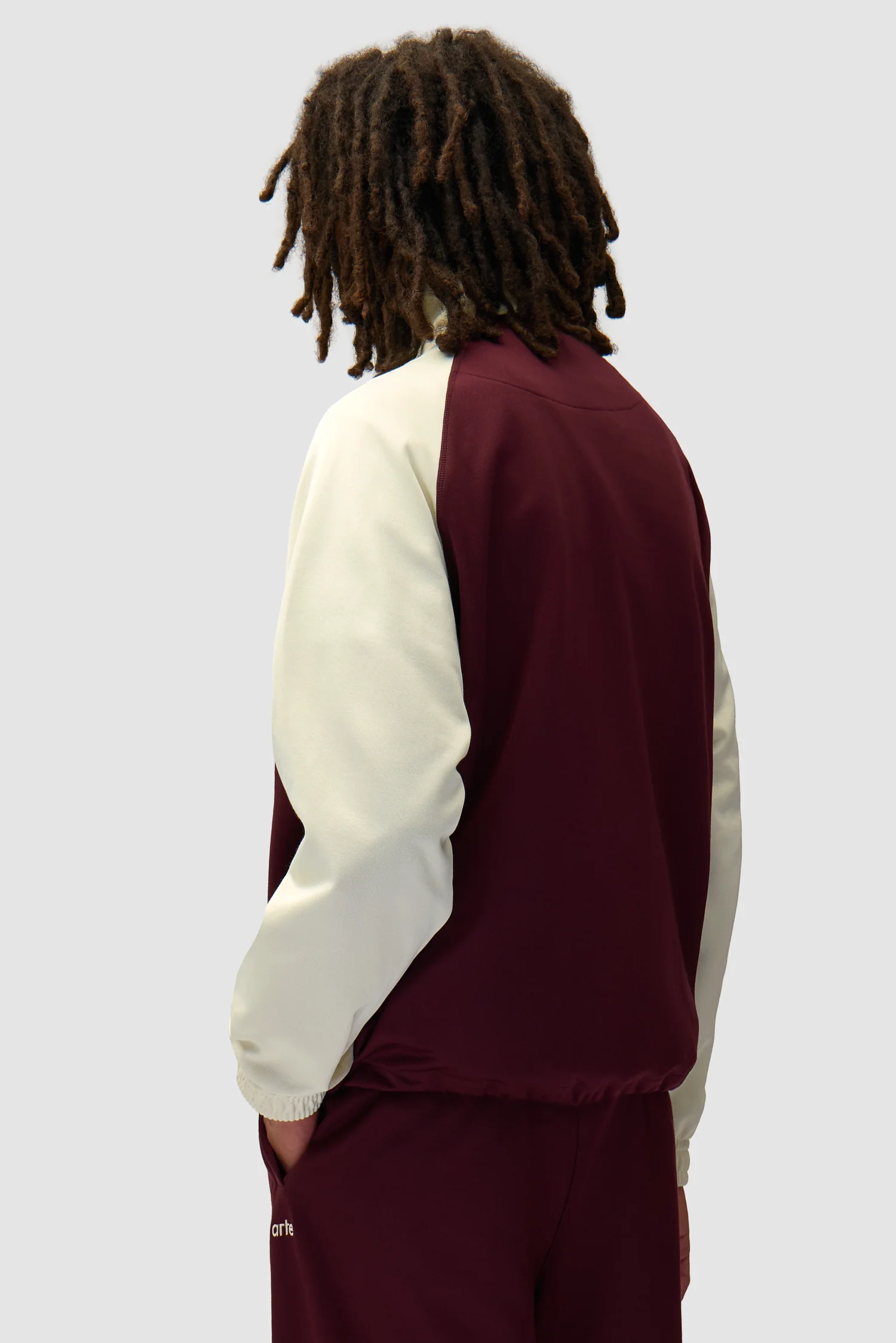 Carded Tracksuit Top - Bordeaux/Cream - Image 3