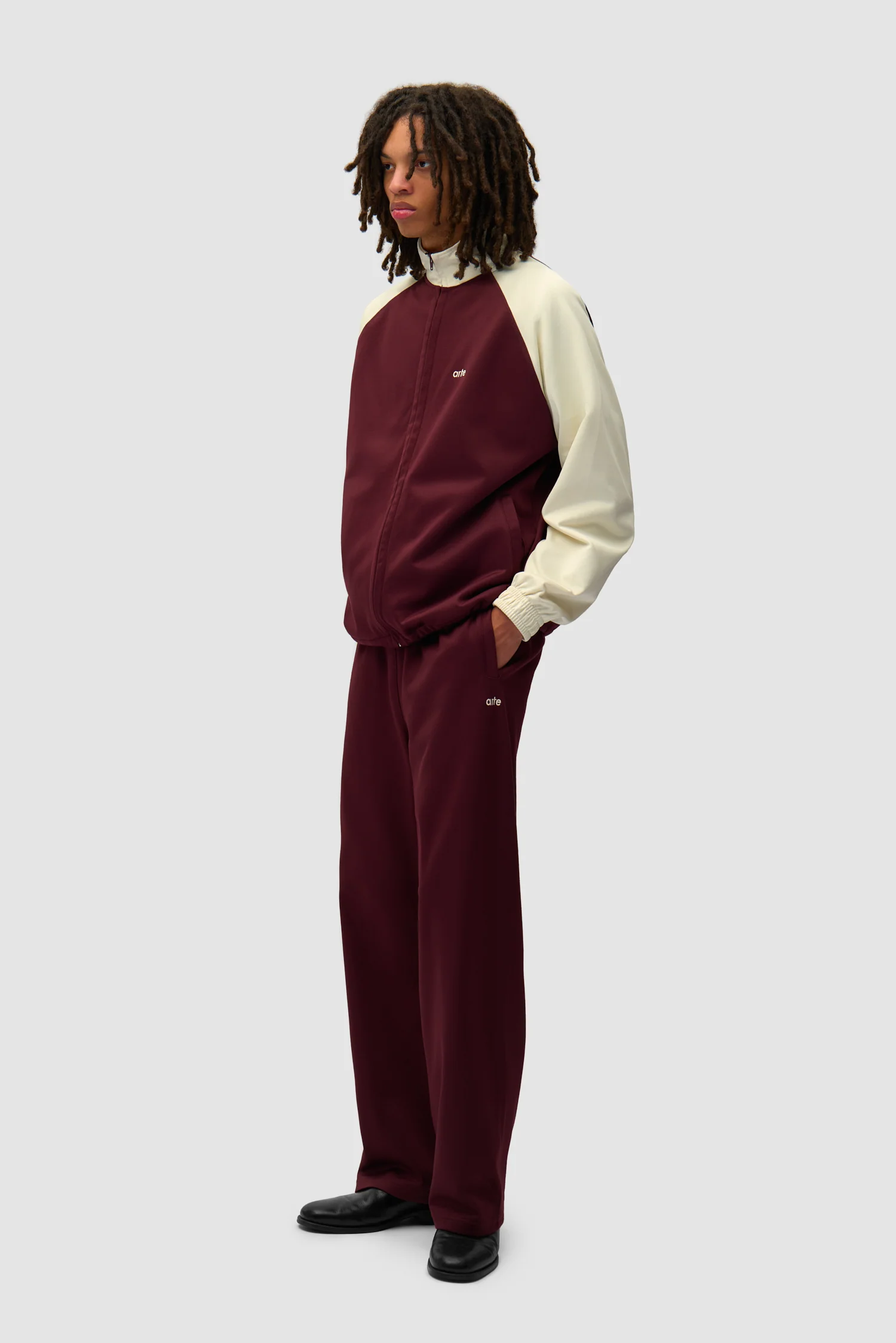 Carded Tracksuit Top - Bordeaux/Cream - Image 5