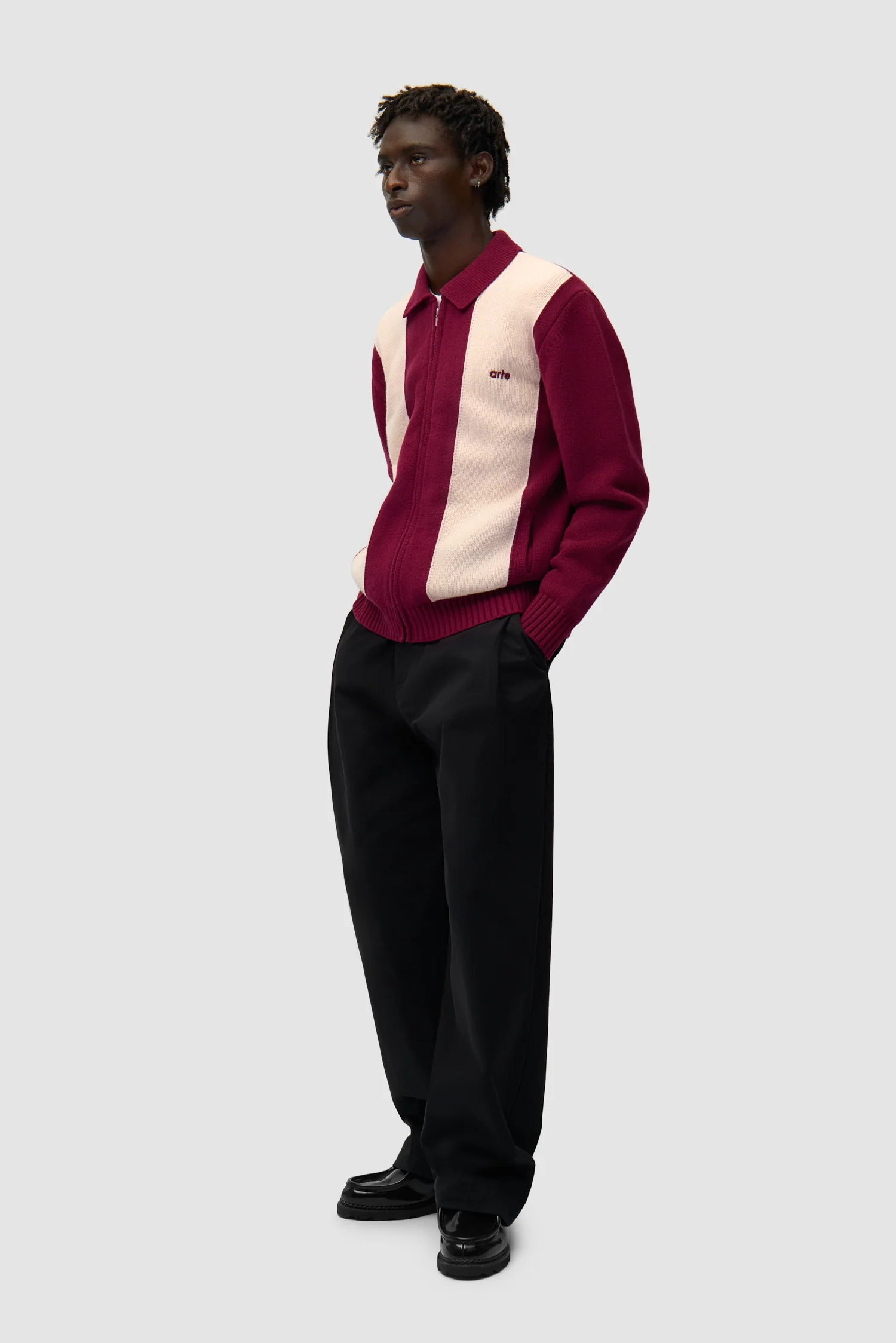 Cardigan - Bordeaux/Cream - Image 4