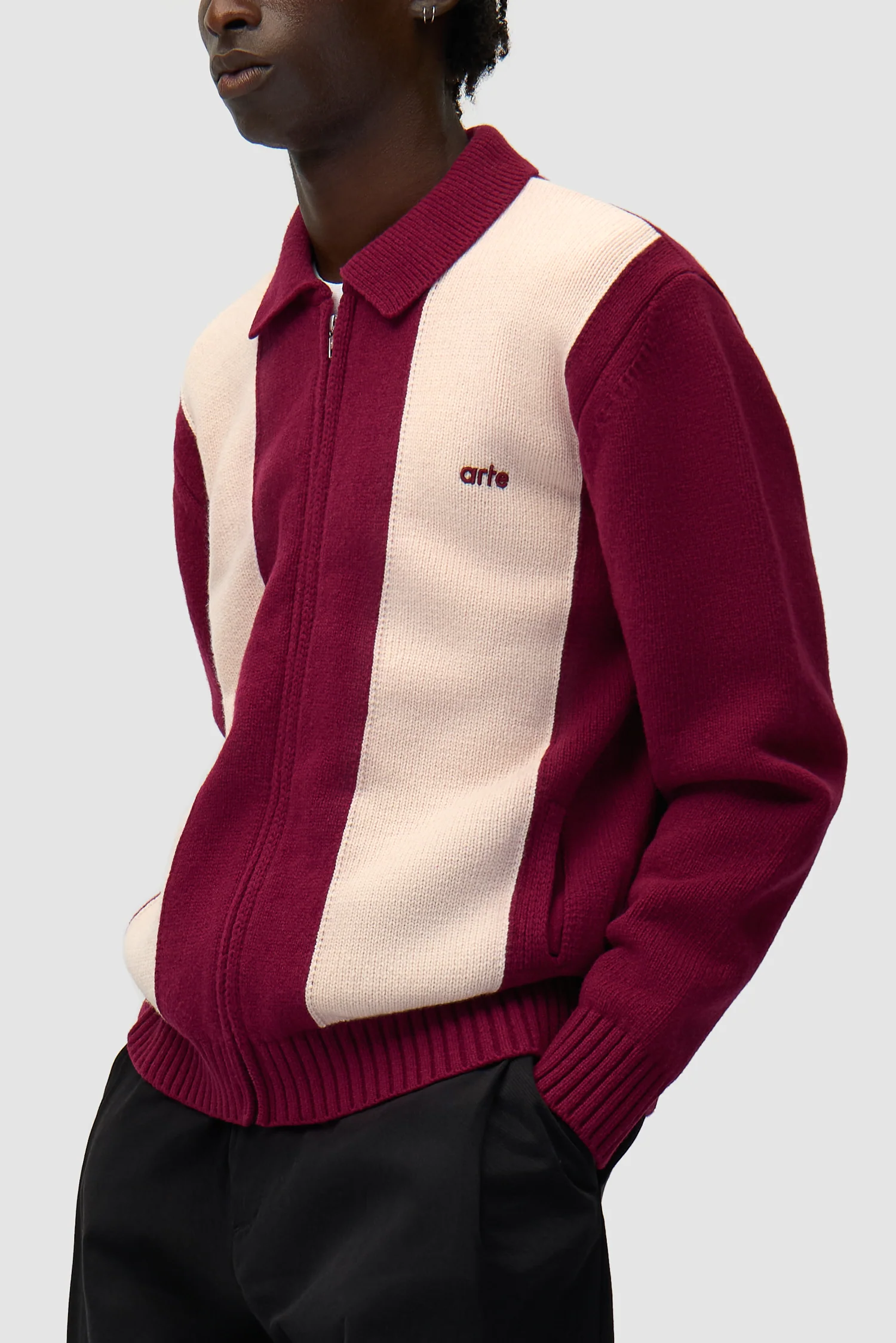 Cardigan - Bordeaux/Cream - Image 7