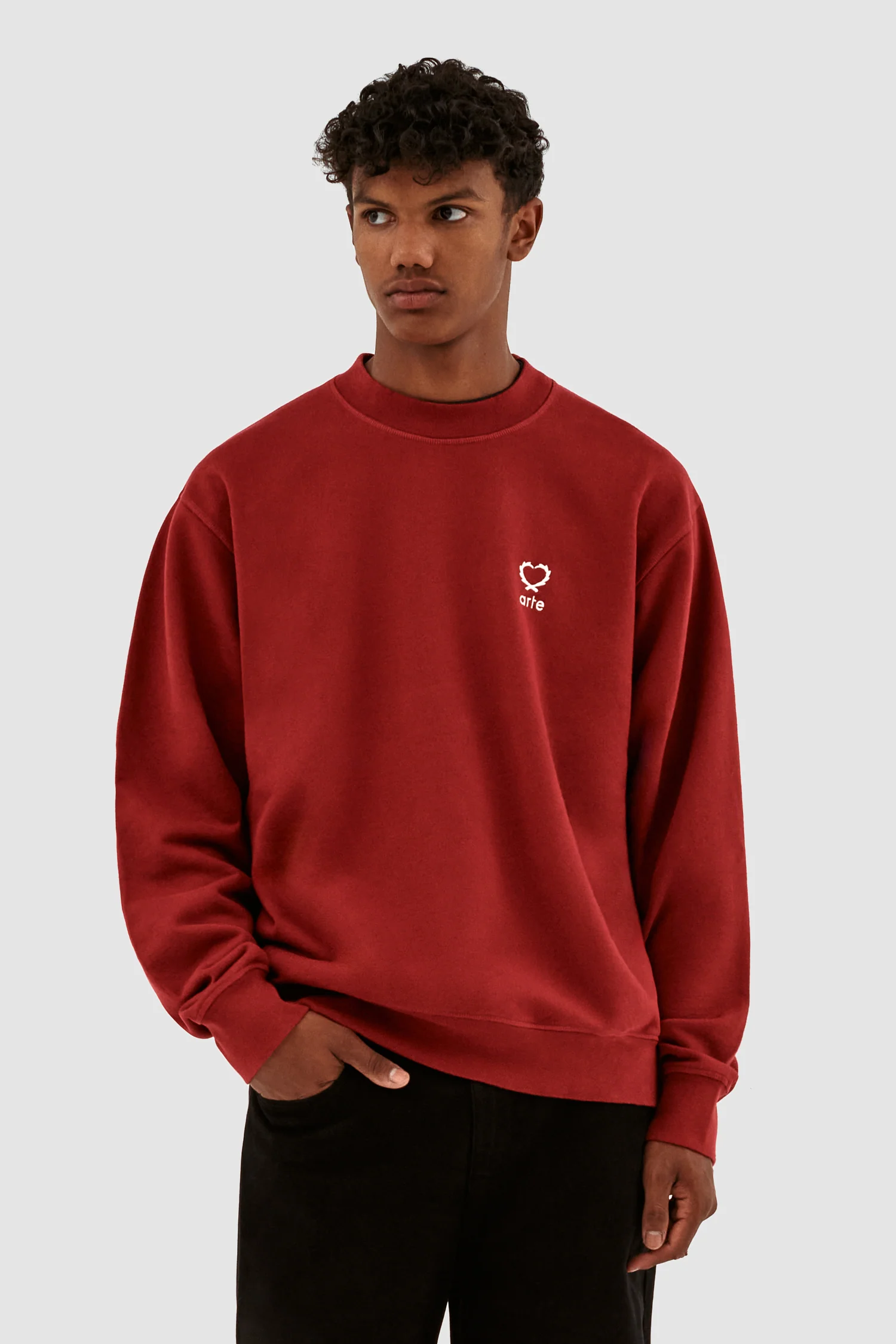 Carlos Small Heart Crewneck - Bordeaux - Image 2