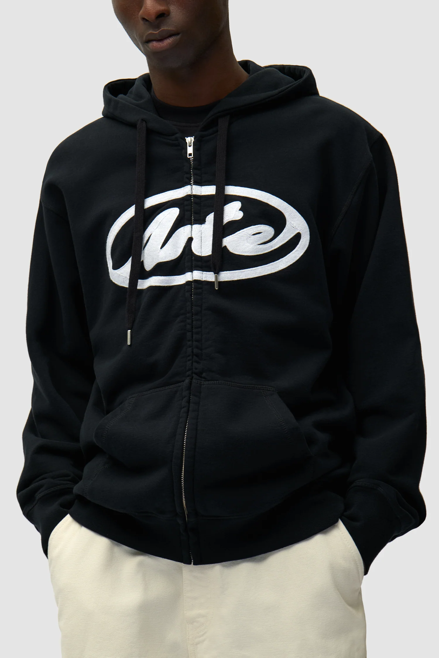 Circle Logo Zip Hoodie - Black - Image 6