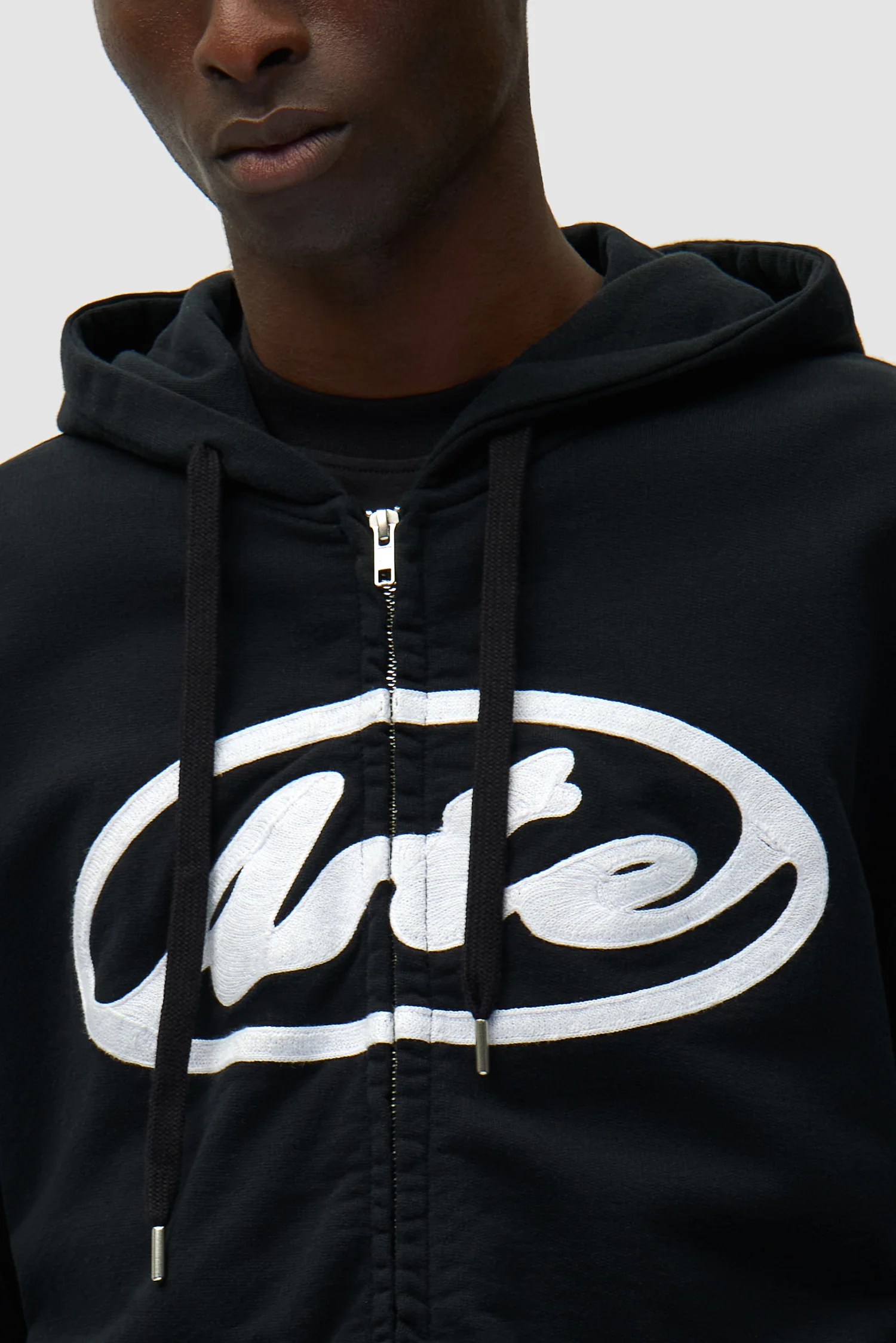Circle Logo Zip Hoodie - Black - Image 7