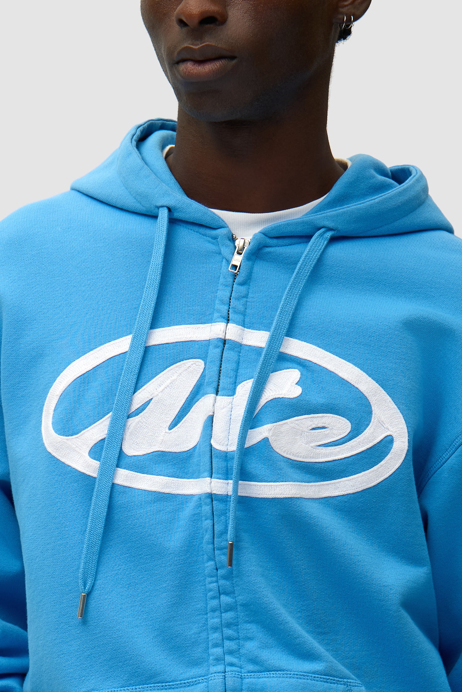 Circle Logo Zip Hoodie - Blue - Image 7